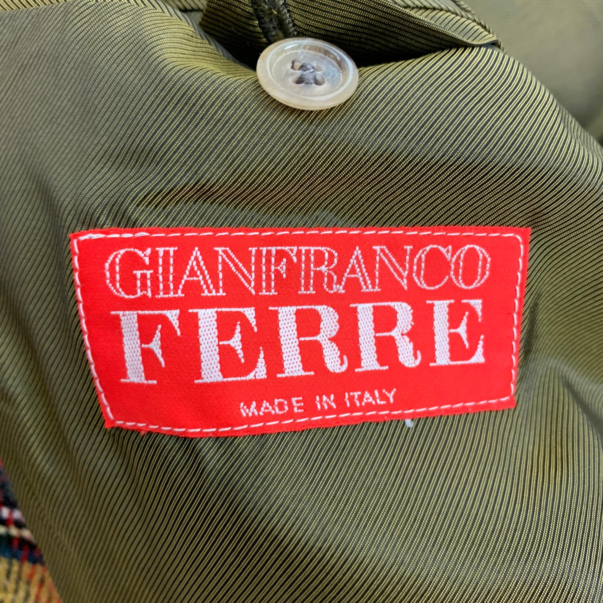 Vintage GIANFRANCO FERRE Size 40 Mustard Multi-Color Plaid Wool Blend Sport Coat 1