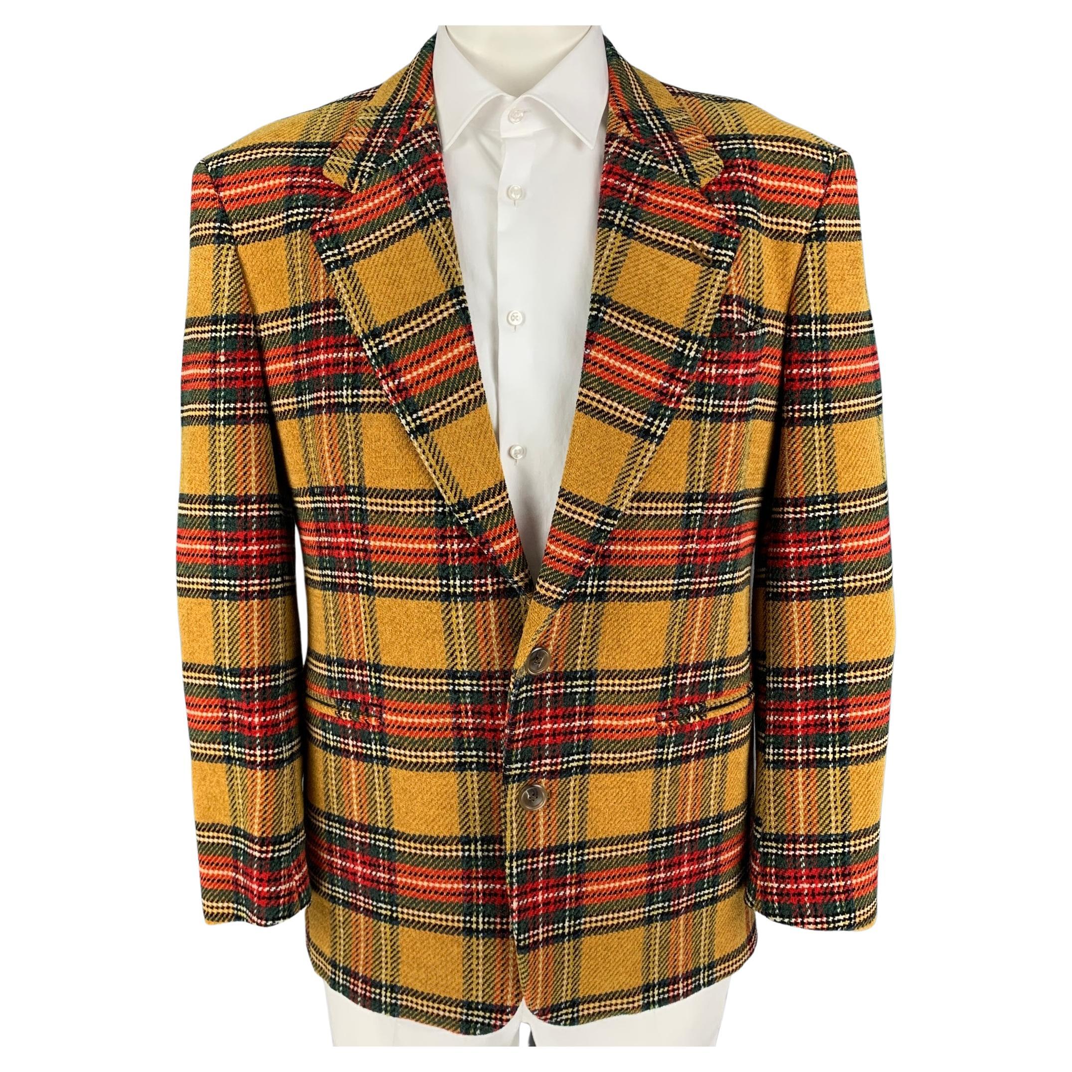 Vintage GIANFRANCO FERRE Size 40 Mustard MultiColor Plaid Wool Blend