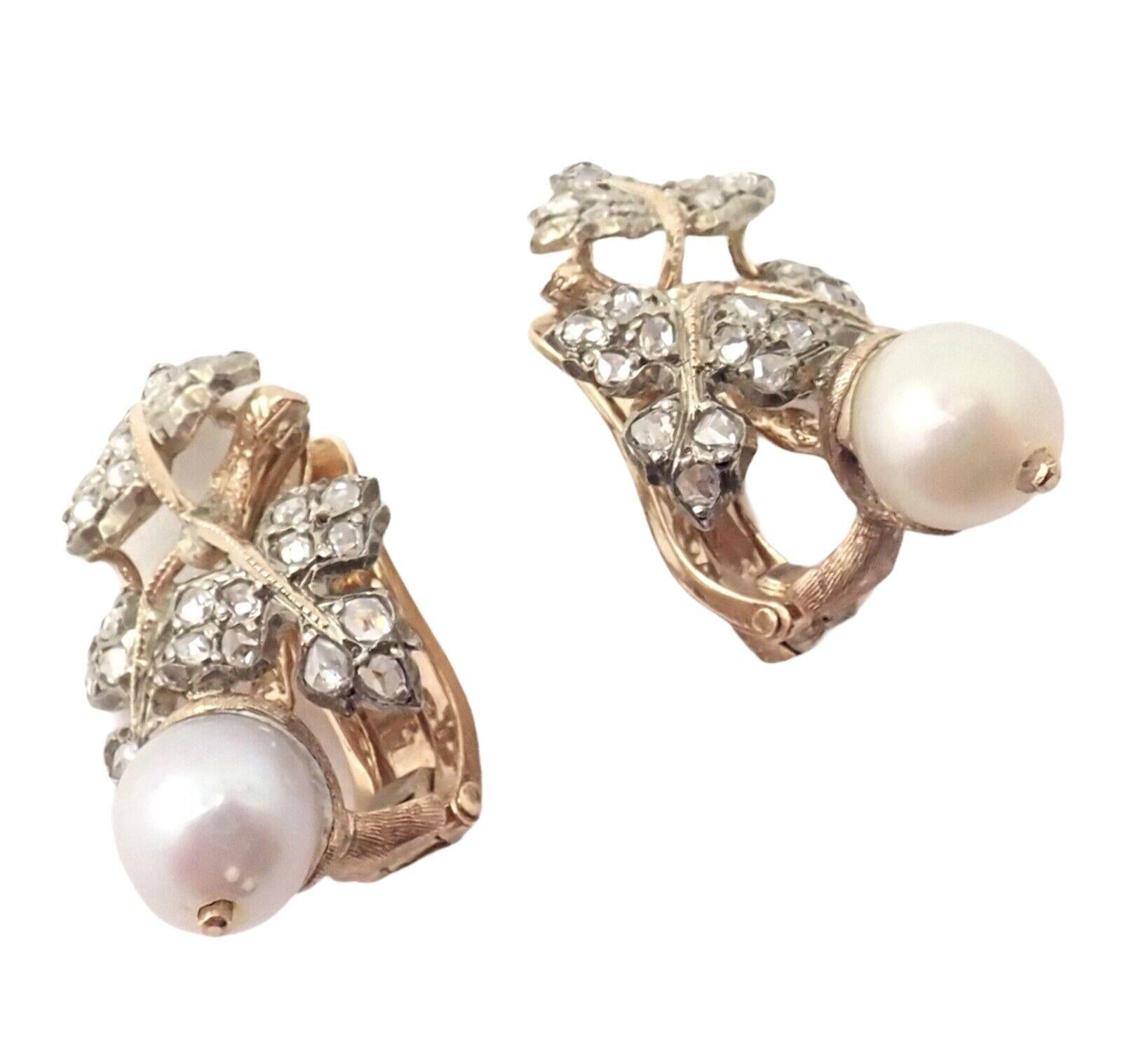 Ohrringe aus Gelbgold mit Perlen und Diamanten von Gianmaria Buccellati (Rosenschliff) im Angebot