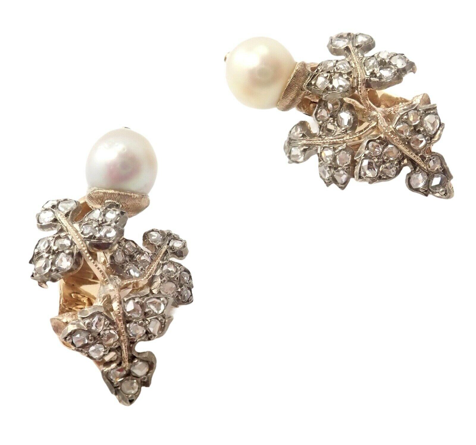Ohrringe aus Gelbgold mit Perlen und Diamanten von Gianmaria Buccellati im Zustand „Hervorragend“ im Angebot in Holland, PA