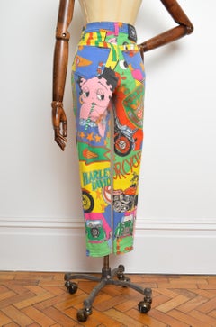 Vintage Gianni Versace 1990s High Waisted Jeans with Colourful Betty Boop Print