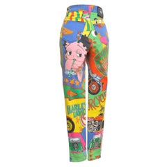 Vintage Gianni Versace 1990s High Waisted Jeans with Colourful Betty Boop Print
