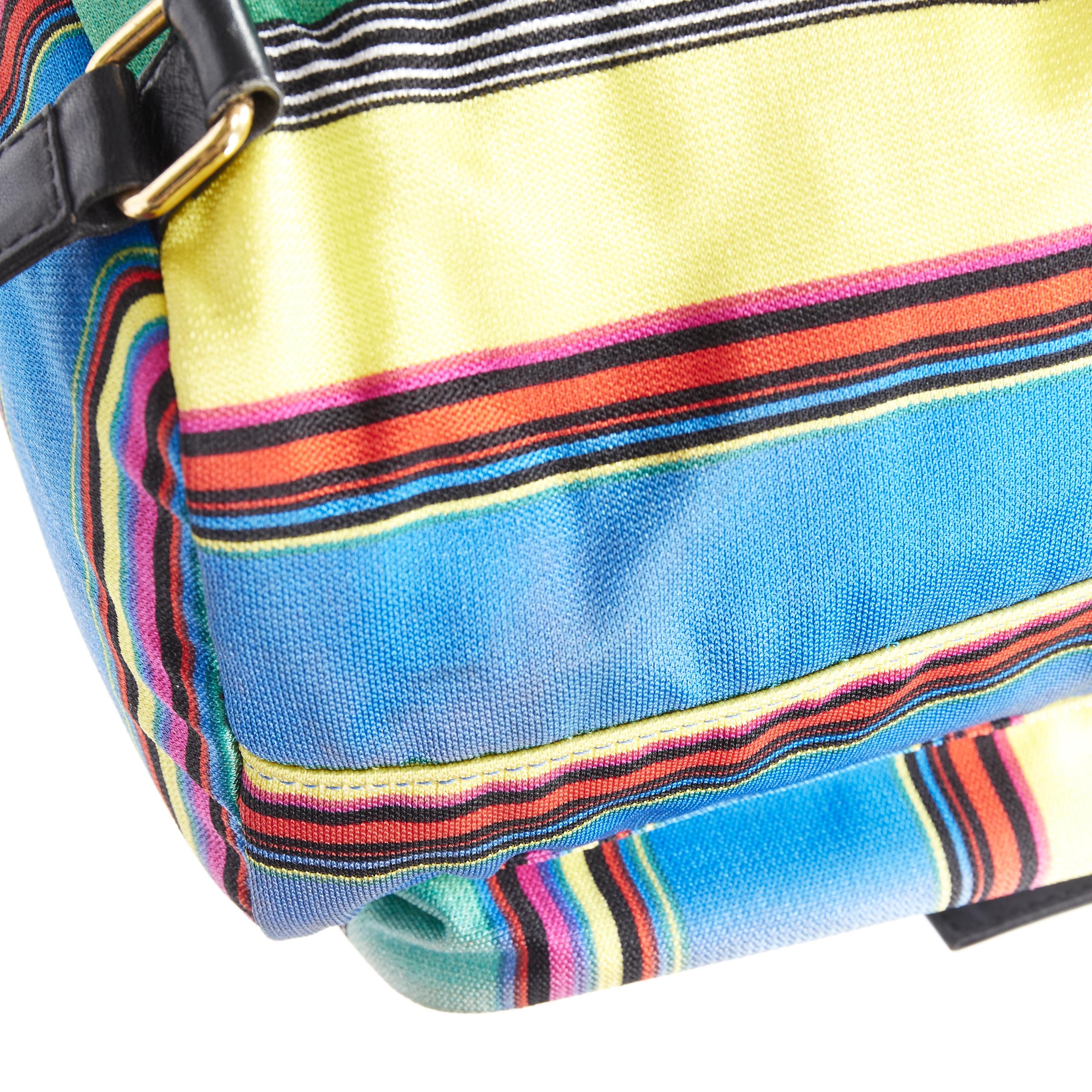 vintage GIANNI VERSACE 1990's striped canvas gold studded flap backpack bag 5