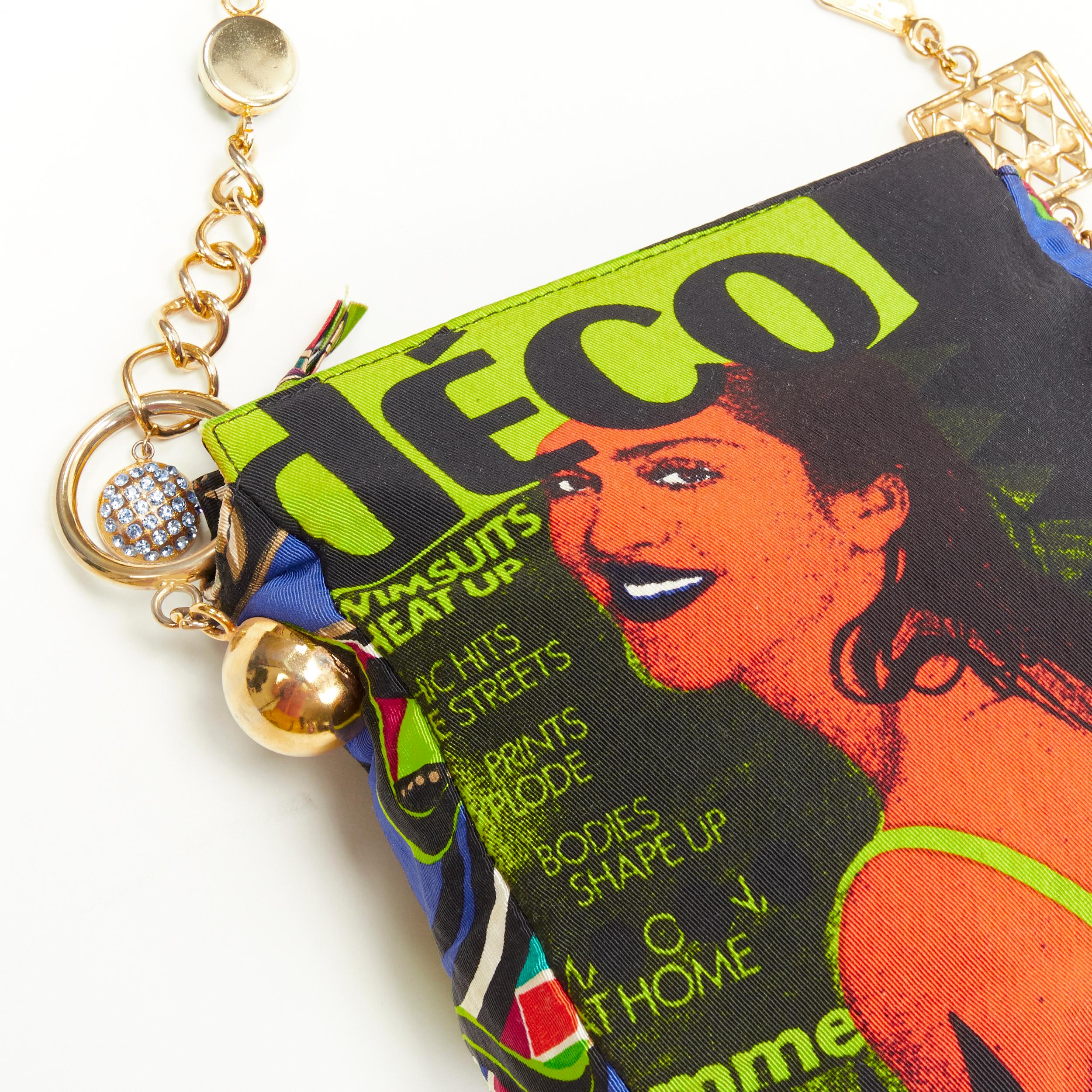 vintage GIANNI VERSACE 1991 Vogue Pop Art Magazine crystal charm crossbody bag 1