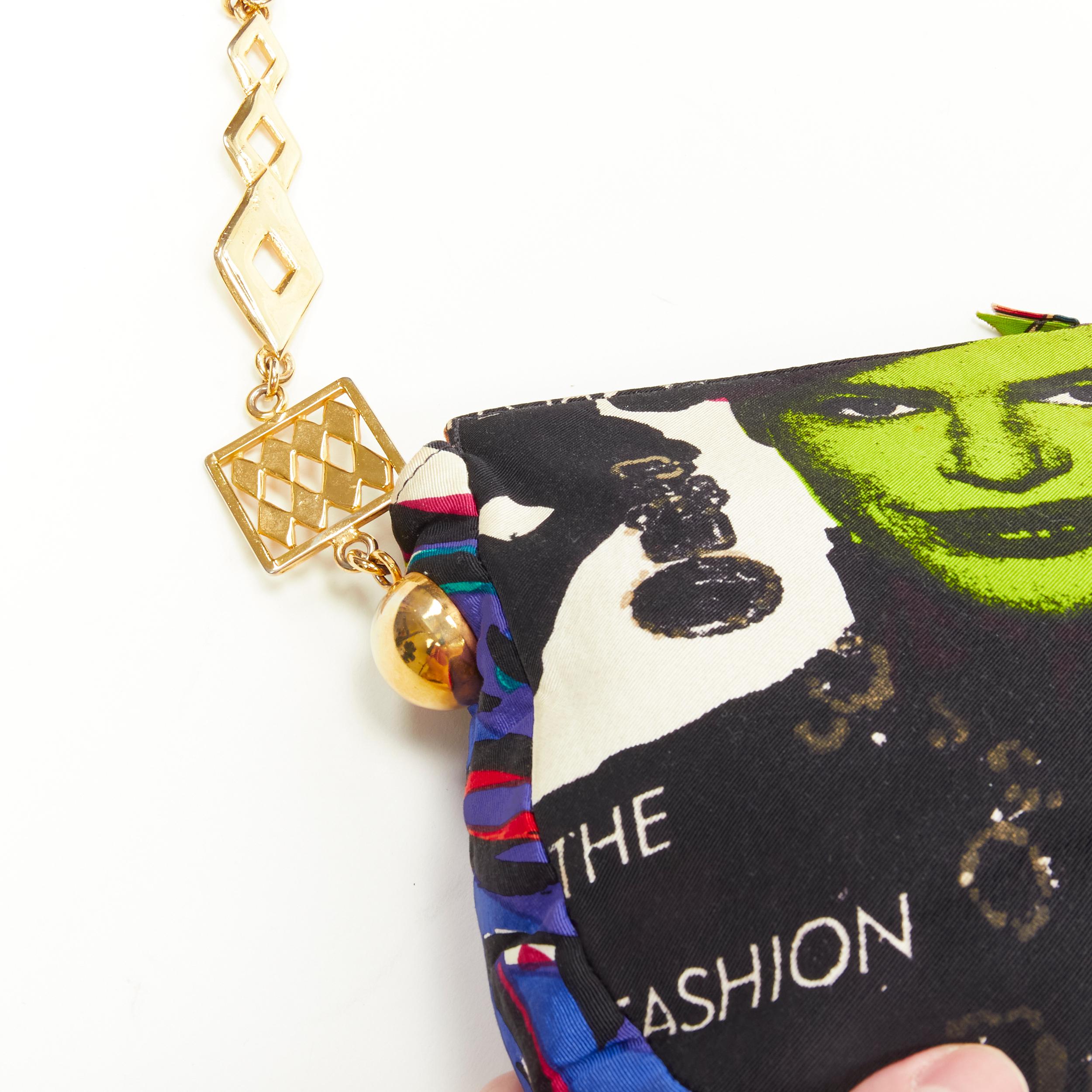 vintage GIANNI VERSACE 1991 Vogue Pop Art Magazine crystal charm crossbody bag 2