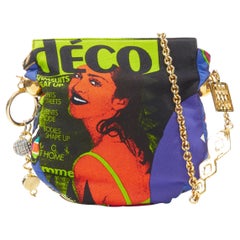 GIANNI VERSACE Sac à bandoulière vintage à breloques en cristal style magazine Pop Art Vogue, 1991