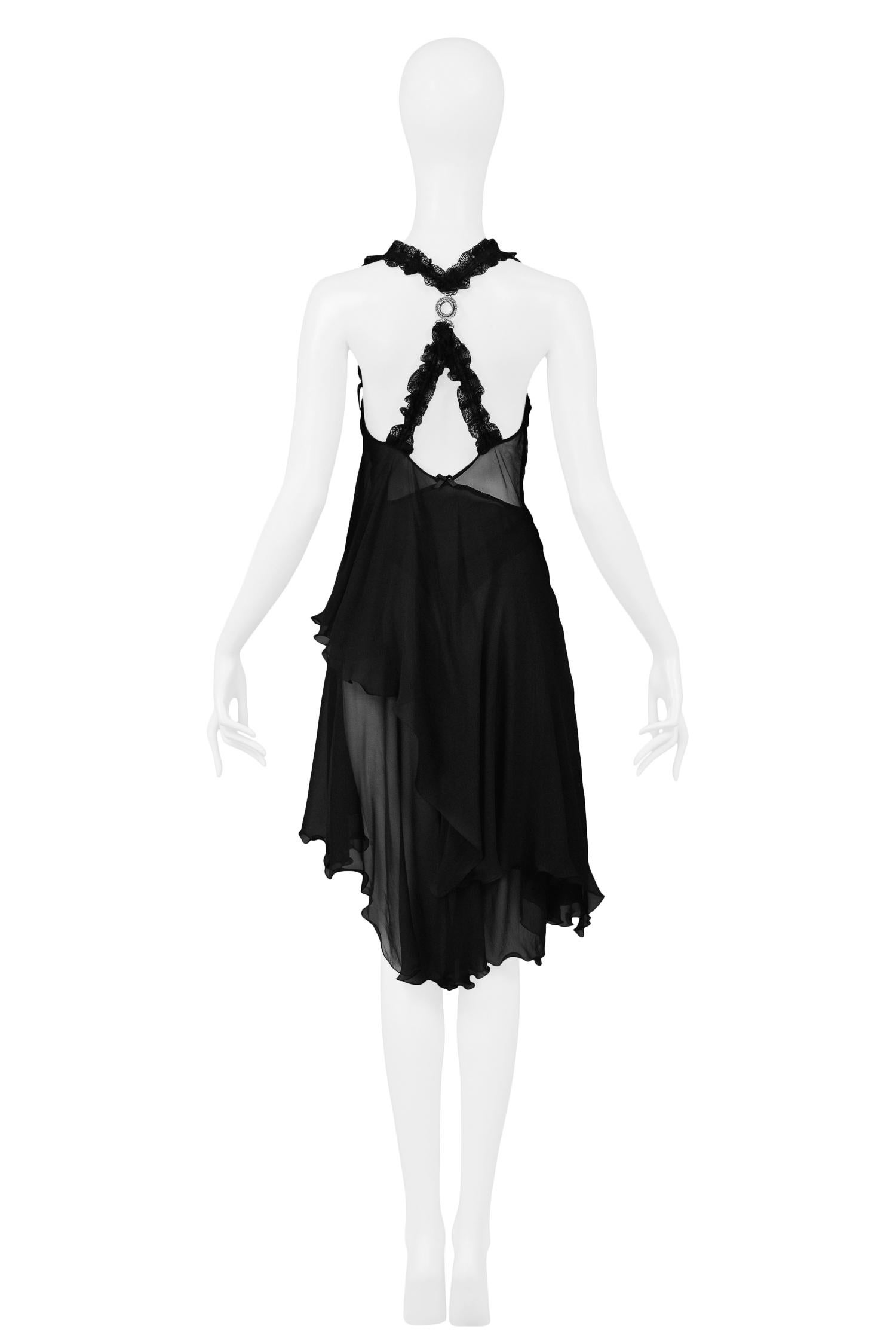 Black Vintage Gianni Versace 1995 Silk Lingerie Dress