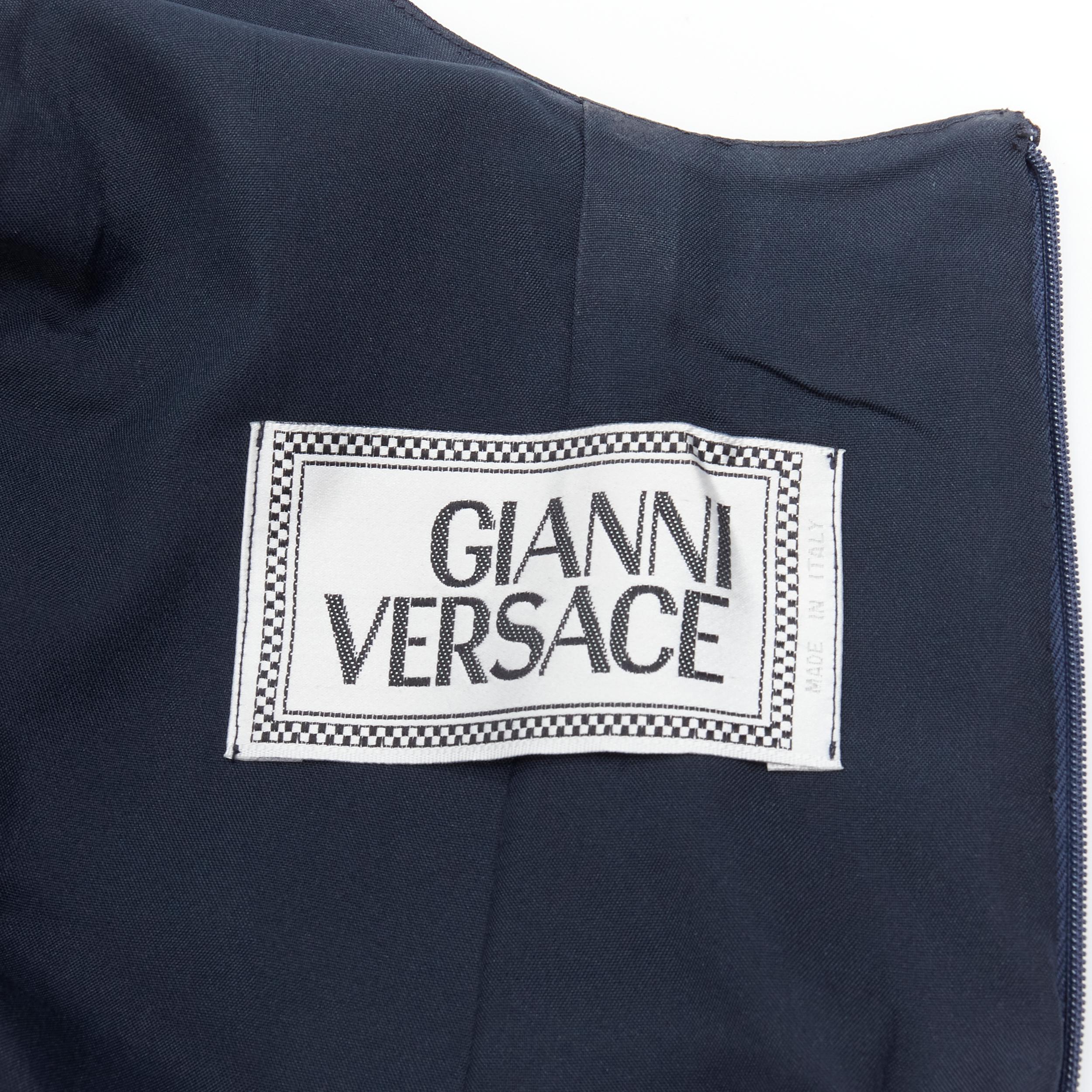 vintage GIANNI VERSACE 1995 sweetheart neckline navy chiffon insert gown  IT42 M 5