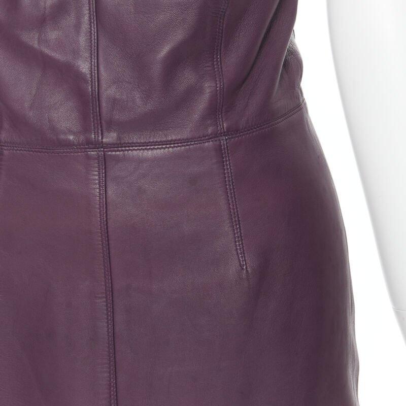 vintage GIANNI VERSACE 1997 purple leather fur trim strapless mini dress IT40 For Sale 5