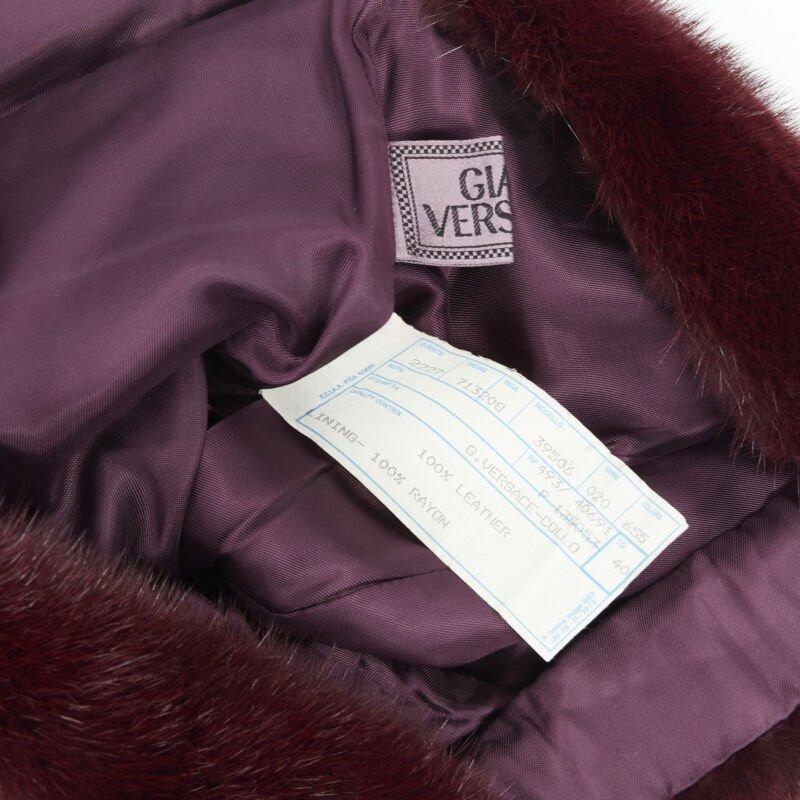 vintage GIANNI VERSACE 1997 purple leather fur trim strapless mini dress IT40 For Sale 6