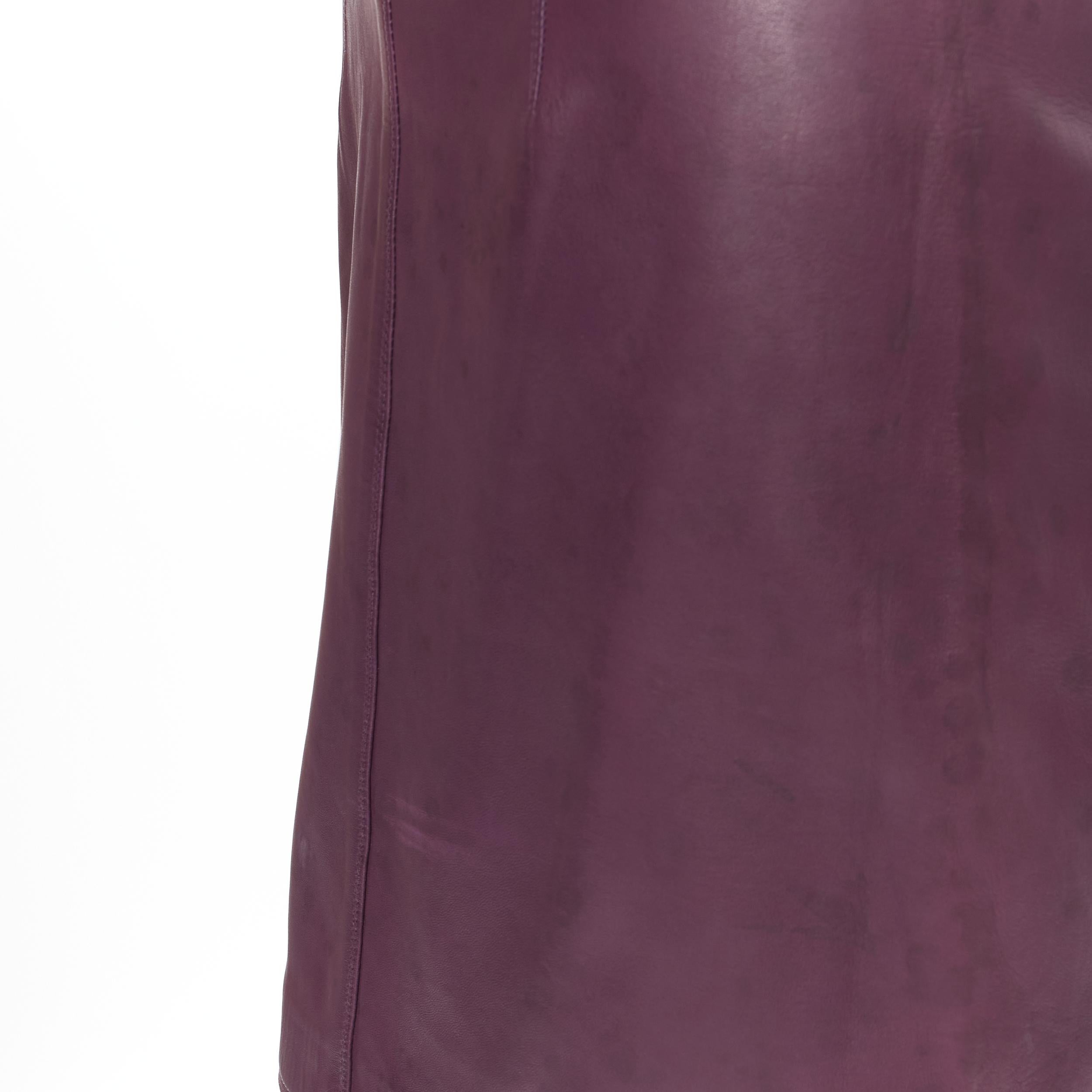 vintage GIANNI VERSACE 1997 purple leather fur trim strapless mini dress IT40 3