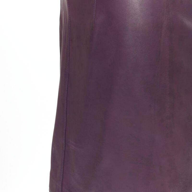 vintage GIANNI VERSACE 1997 purple leather fur trim strapless mini dress IT40 For Sale 3