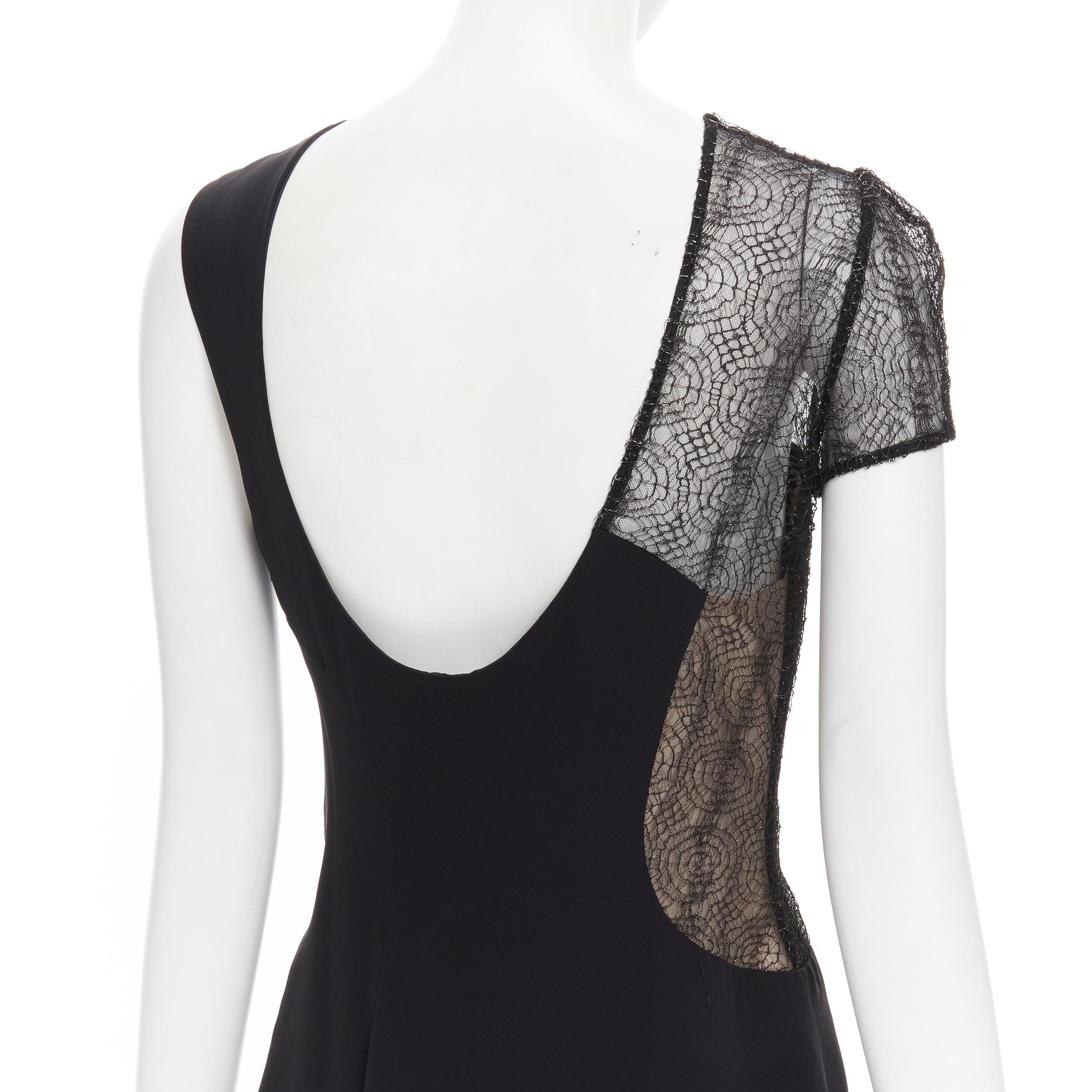 vintage GIANNI VERSACE 1998 black web sheer lace illusional panel gown