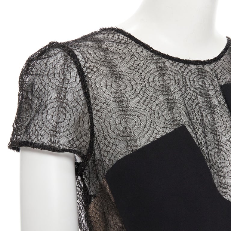 vintage GIANNI VERSACE 1998 black web sheer lace illusional panel gown IT40 S For Sale 2