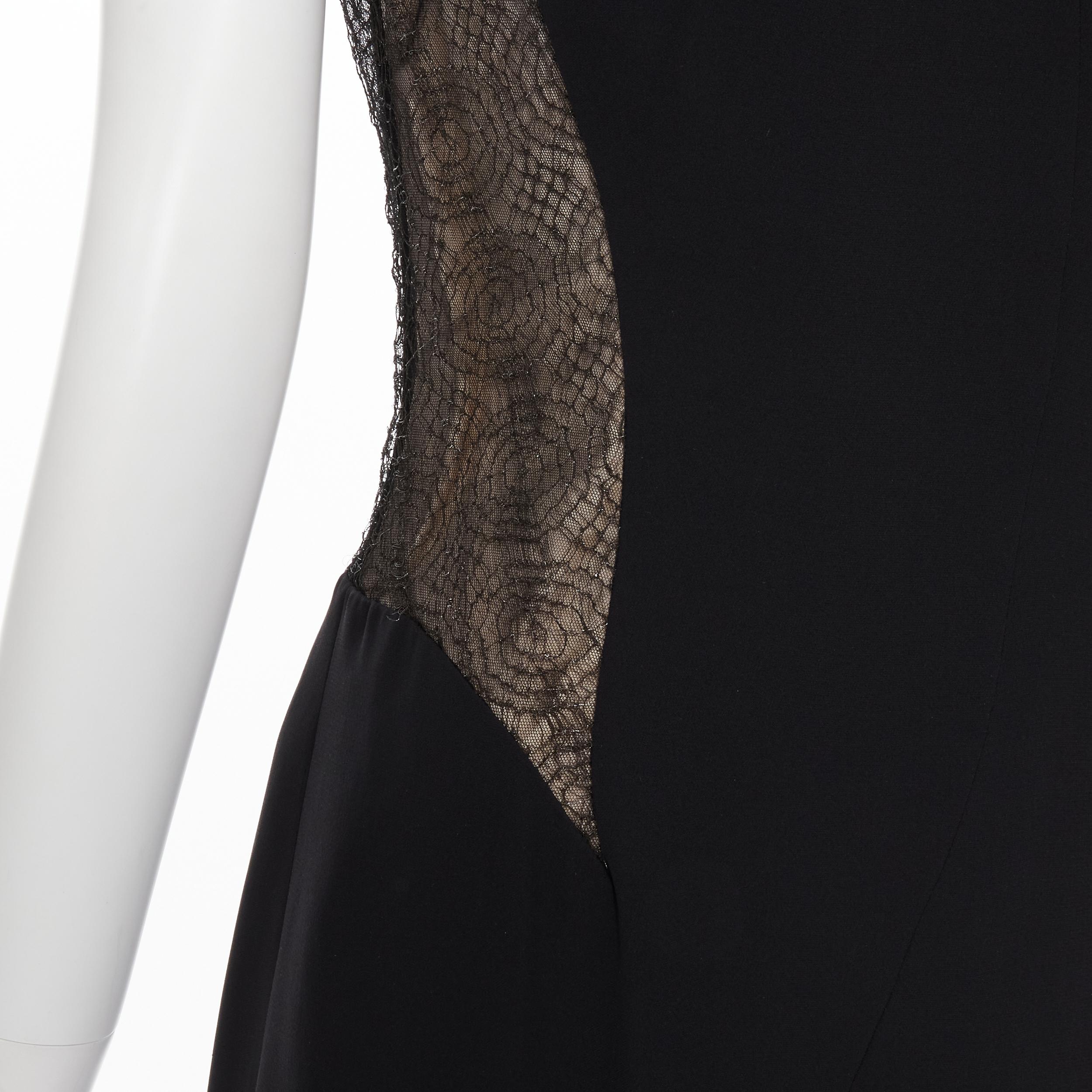 vintage GIANNI VERSACE 1998 black web sheer lace illusional panel gown