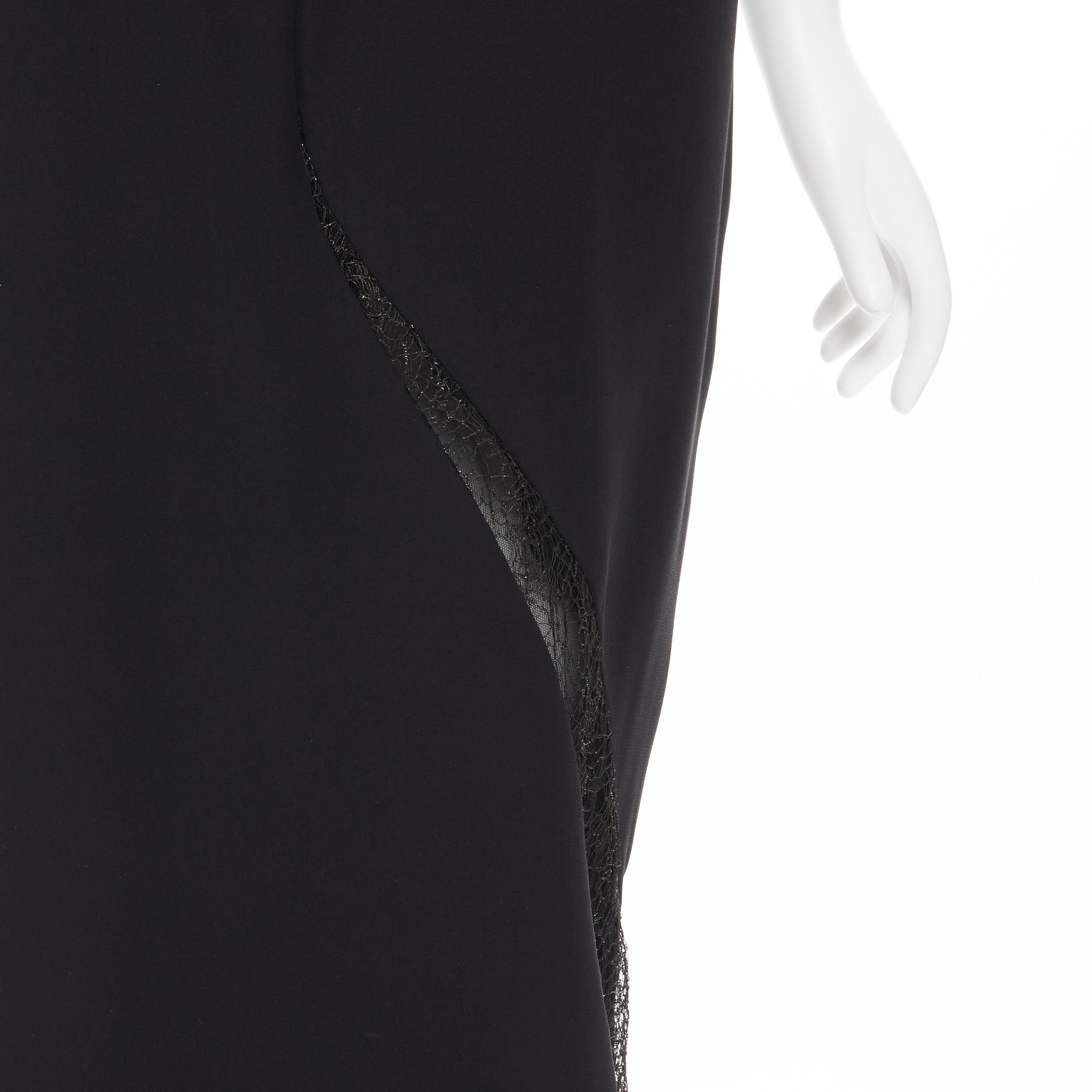 vintage GIANNI VERSACE 1998 black web sheer lace illusional panel gown