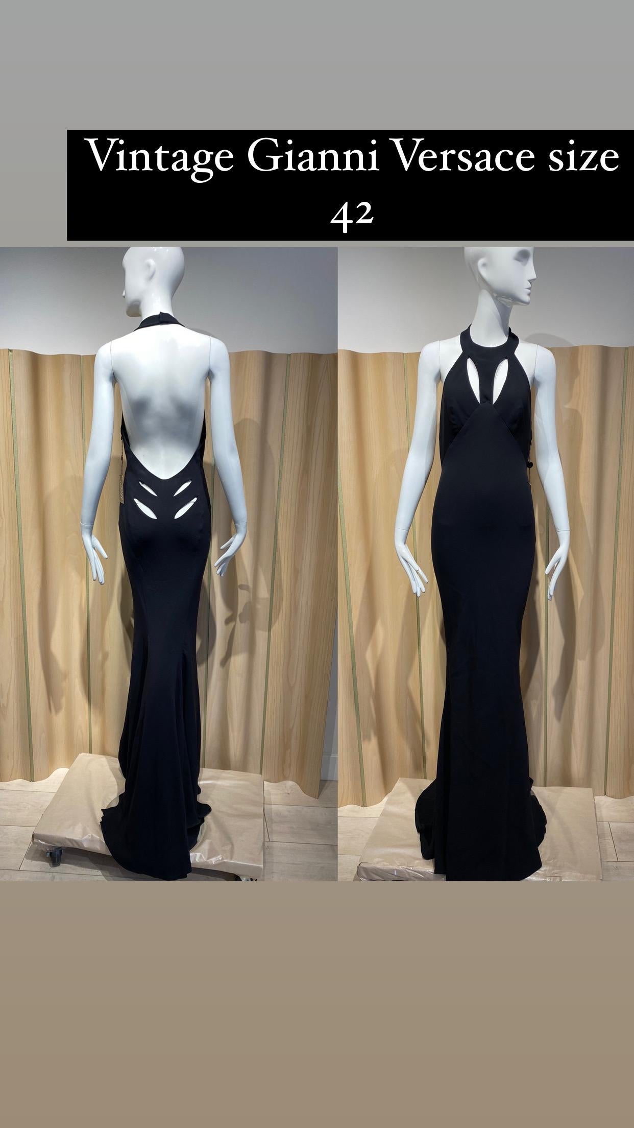 Vintage Gianni Versace Black Cut Out Gown For Sale 5
