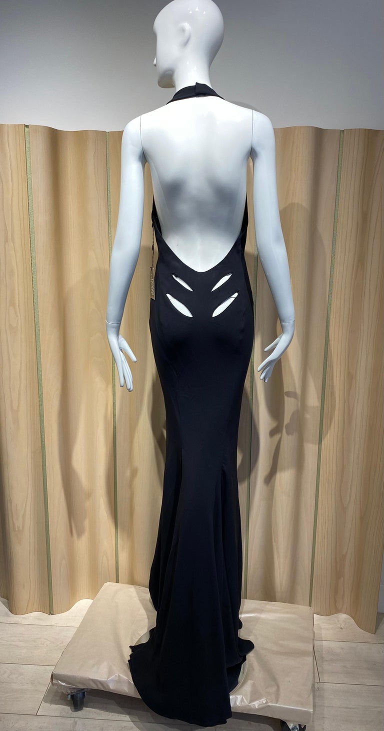Vintage Gianni Versace Black Cut Out Gown For Sale at 1stDibs