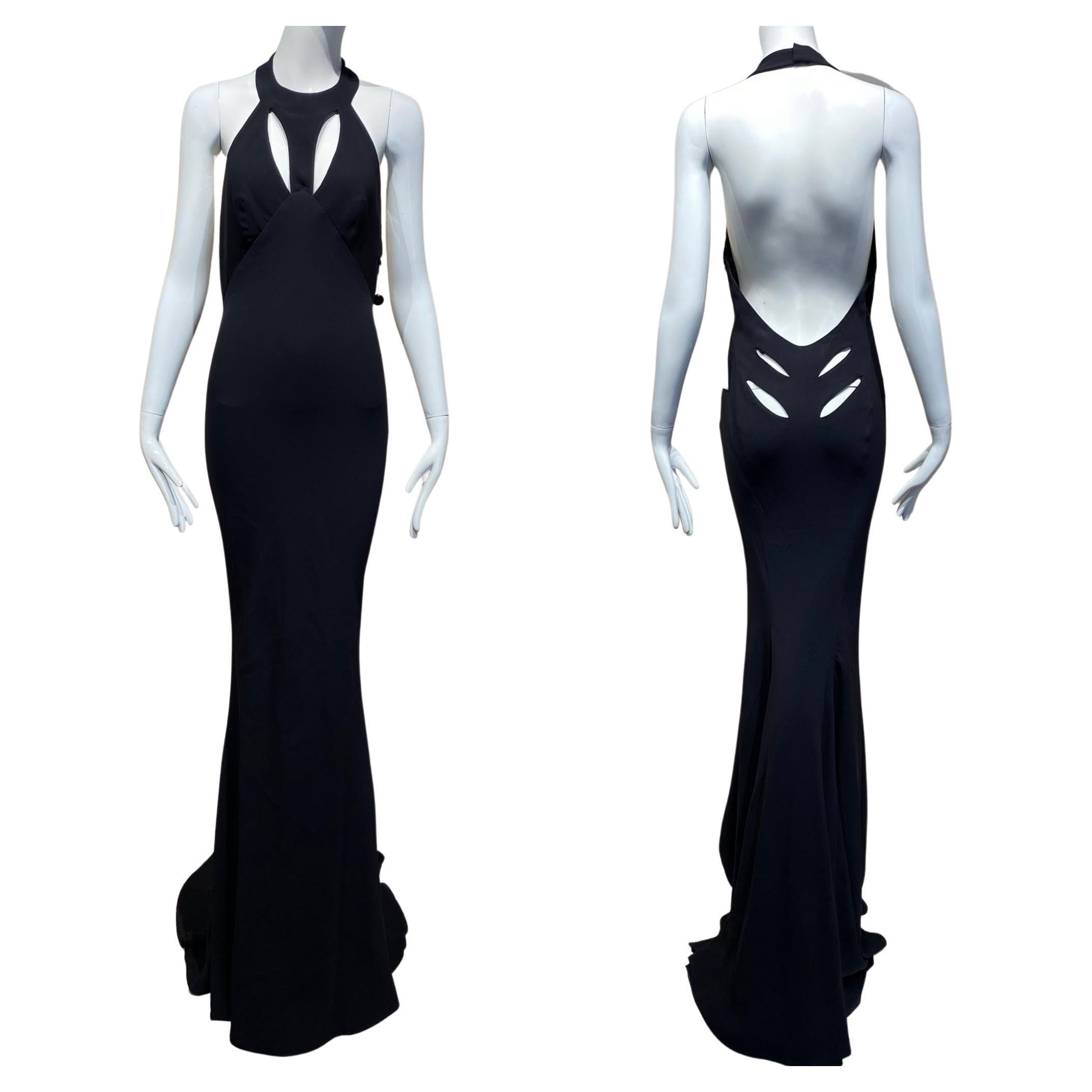 Vintage Gianni Versace Black Cut Out Gown For Sale