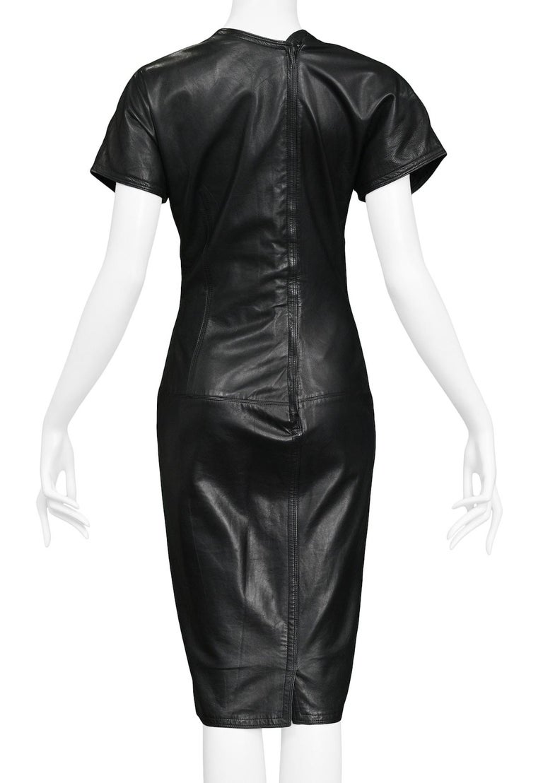 Vintage Gianni Versace Black Leather Architectural Dress For Sale at  1stDibs | versace black leather dress