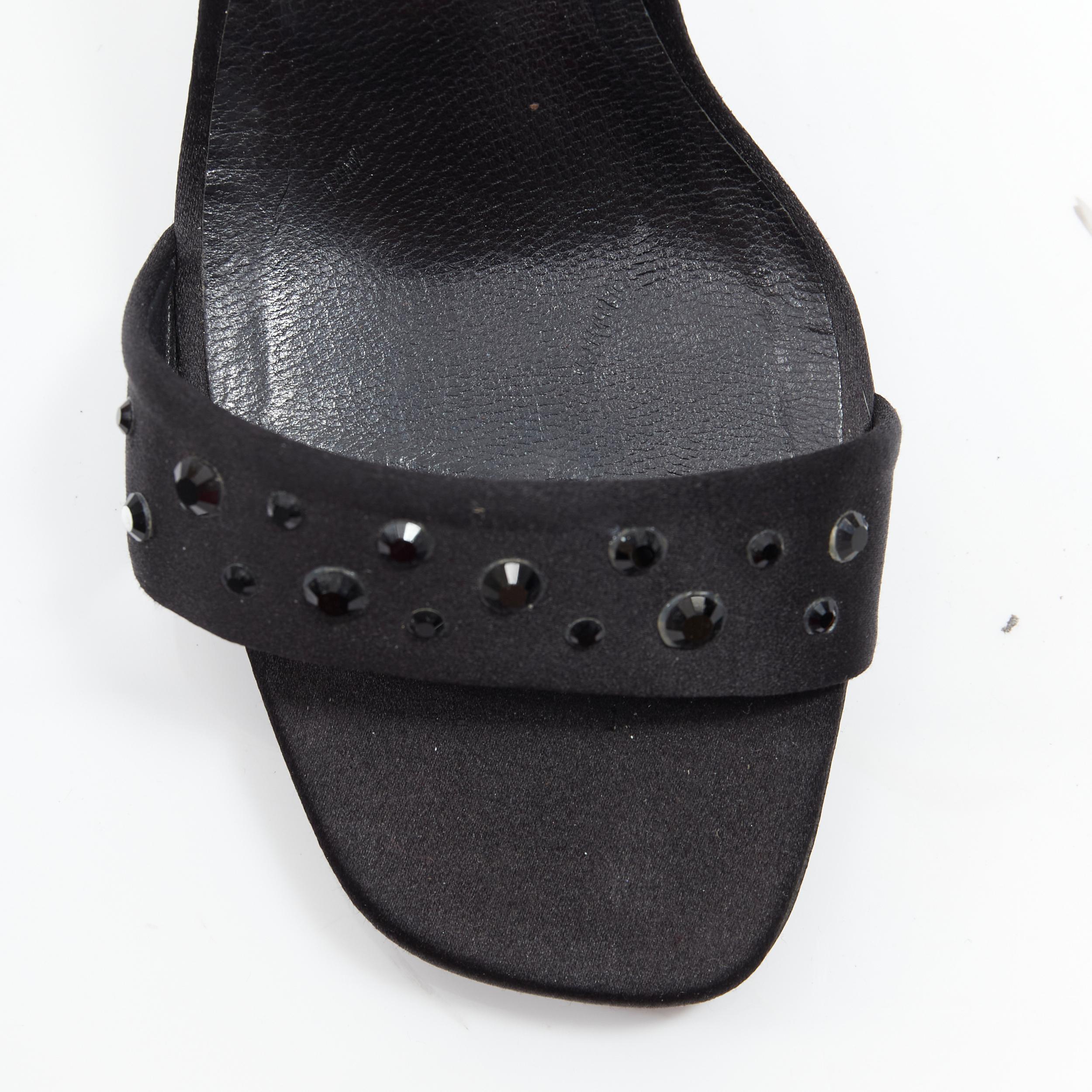 vintage GIANNI VERSACE black satin crystal cone heel sandal EU36.5 For Sale 2