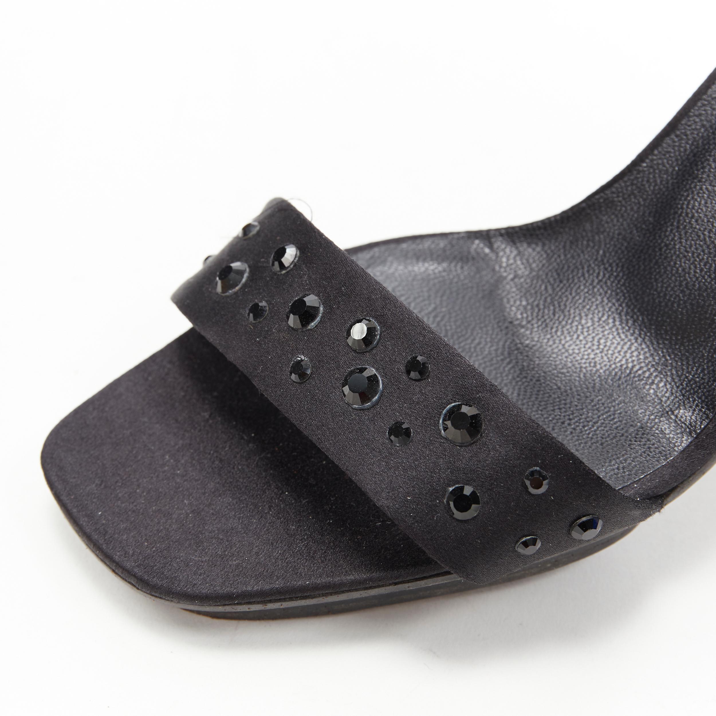 vintage GIANNI VERSACE black satin crystal cone heel sandal EU36.5 3