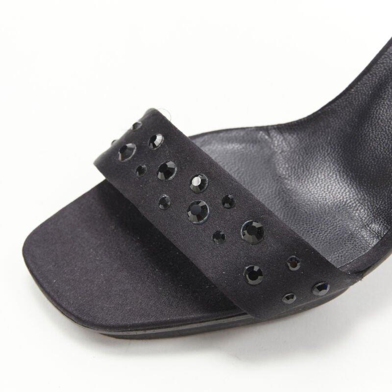 vintage GIANNI VERSACE black satin crystal cone heel sandal EU36.5 For Sale 3