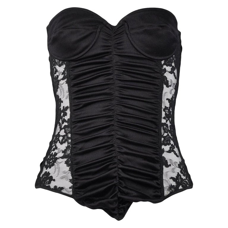 Vintage Gianni Versace Black Satin and Lace Bustier at 1stDibs ...