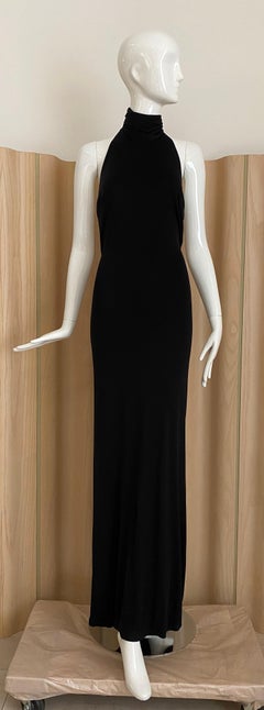 Vintage Gianni Versace Black Silk  Jersey Open Back Gown