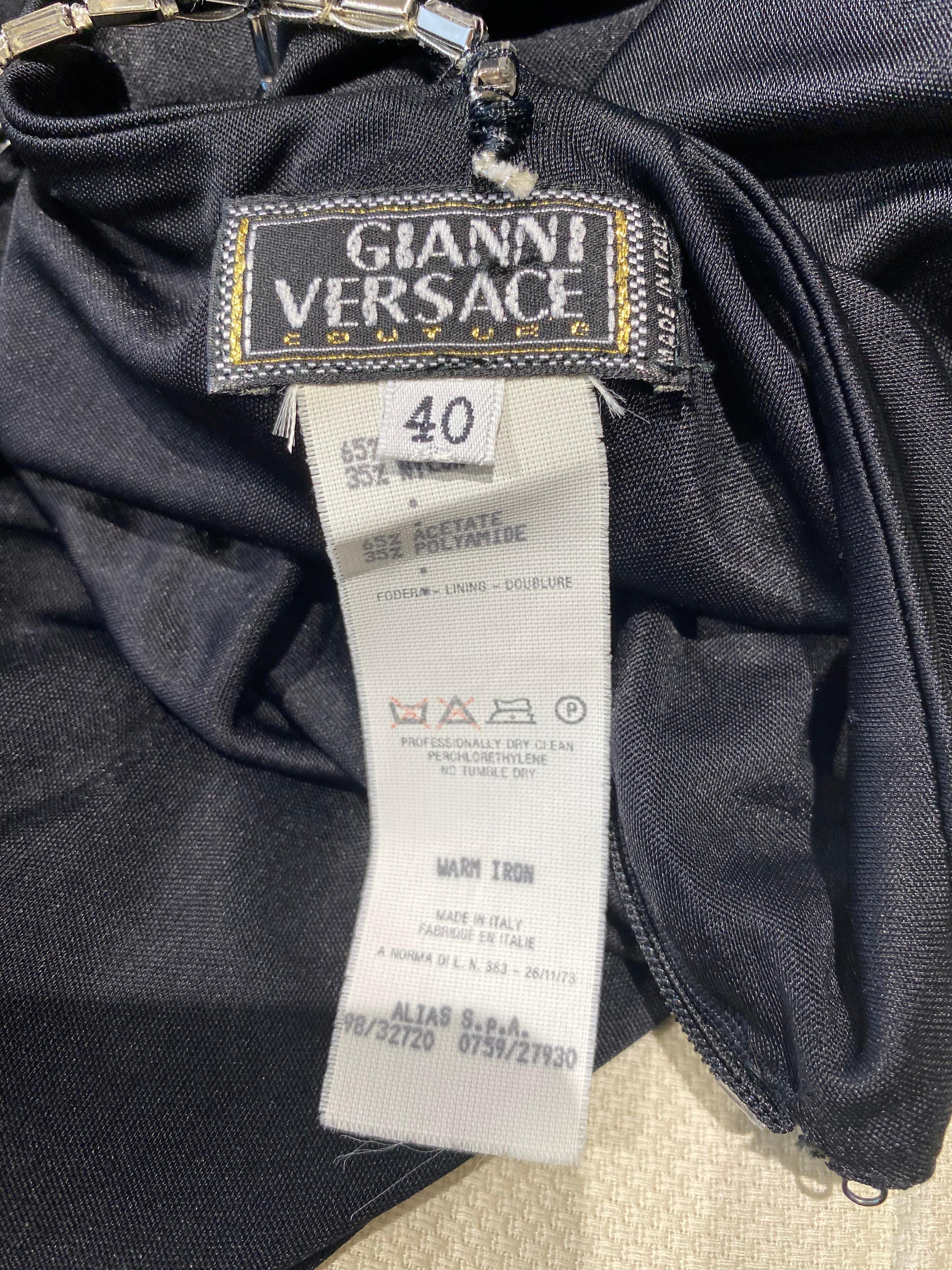 Vintage Gianni Versace Black Silk  Jersey Open Back Gown In Excellent Condition In Beverly Hills, CA