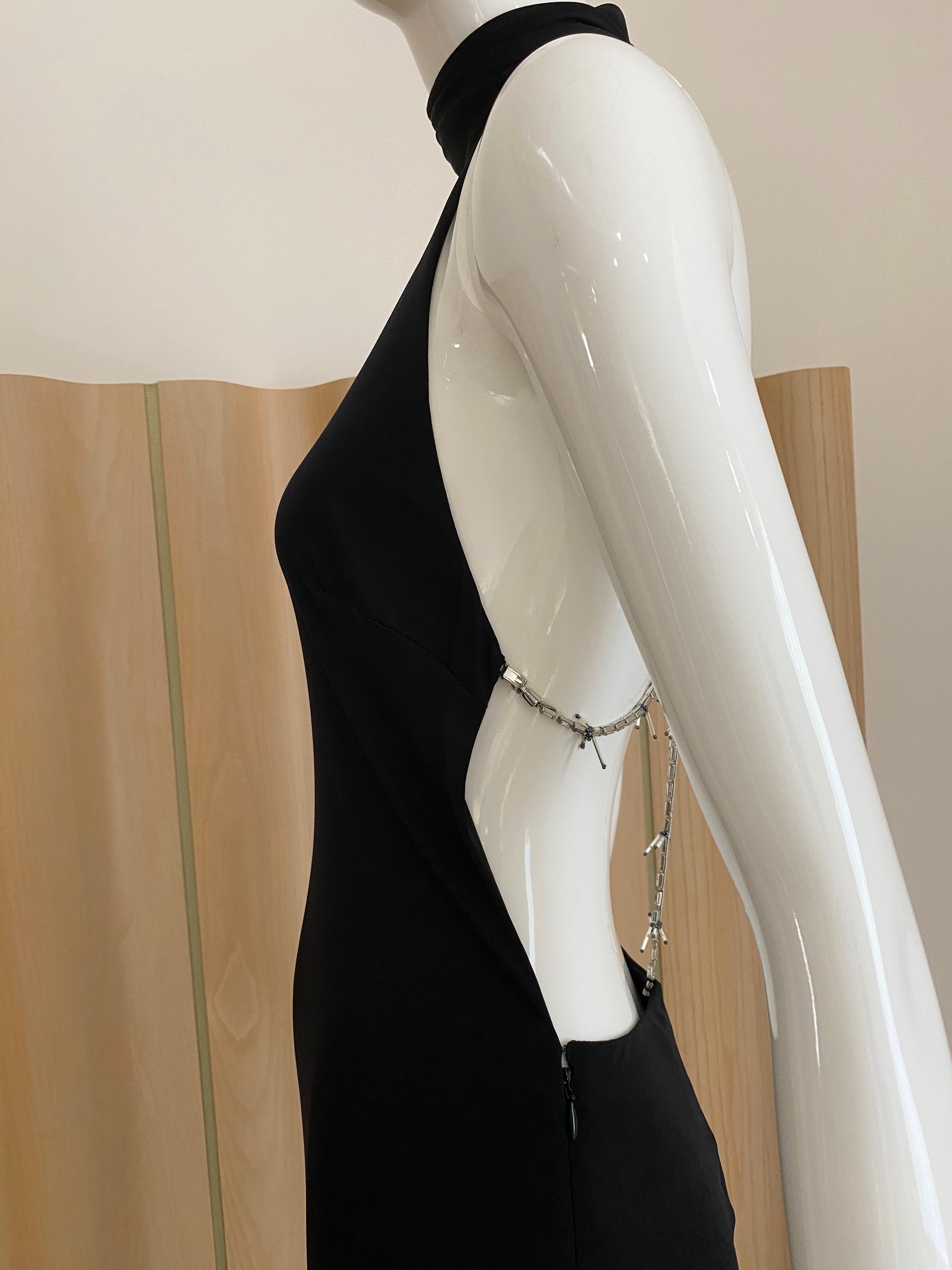 Women's Vintage Gianni Versace Black Silk  Jersey Open Back Gown