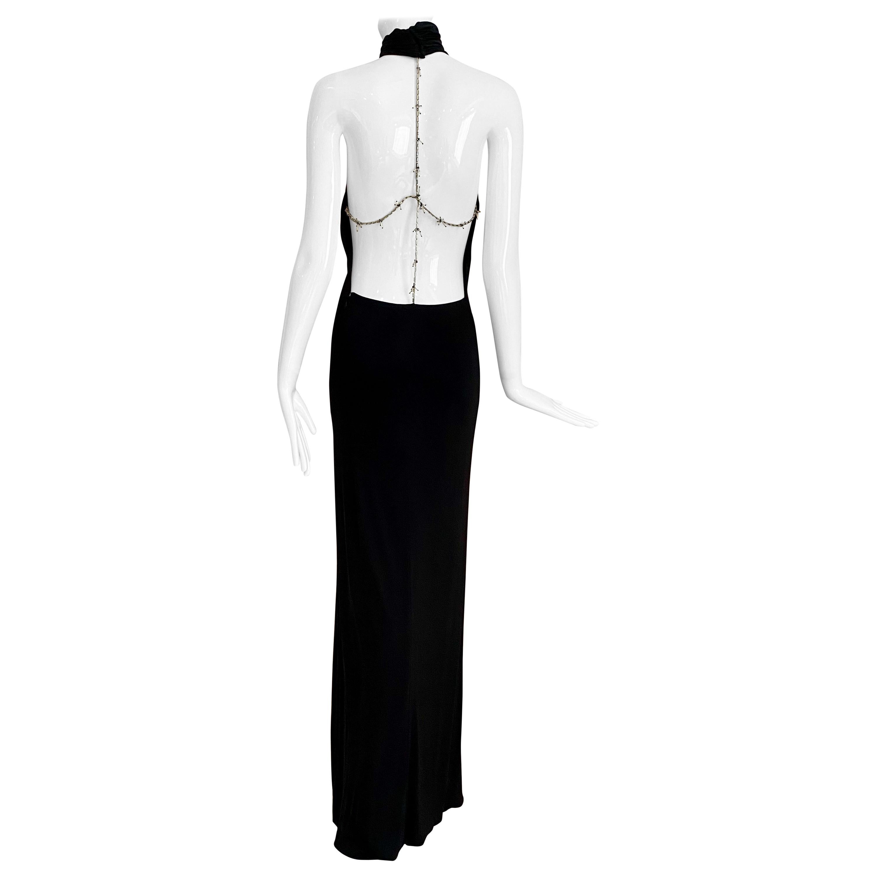 Vintage Gianni Versace Black Silk  Jersey Open Back Gown