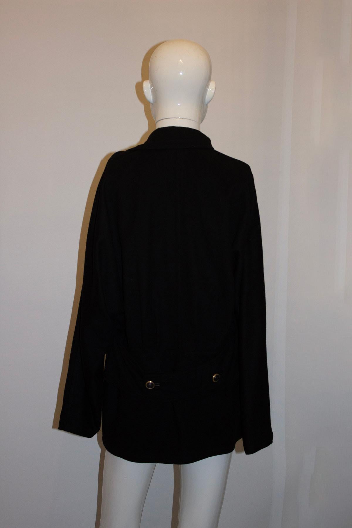 Vintage Gianni Versace Black Wool Jacket with Interesting Collar In Good Condition For Sale In London, GB