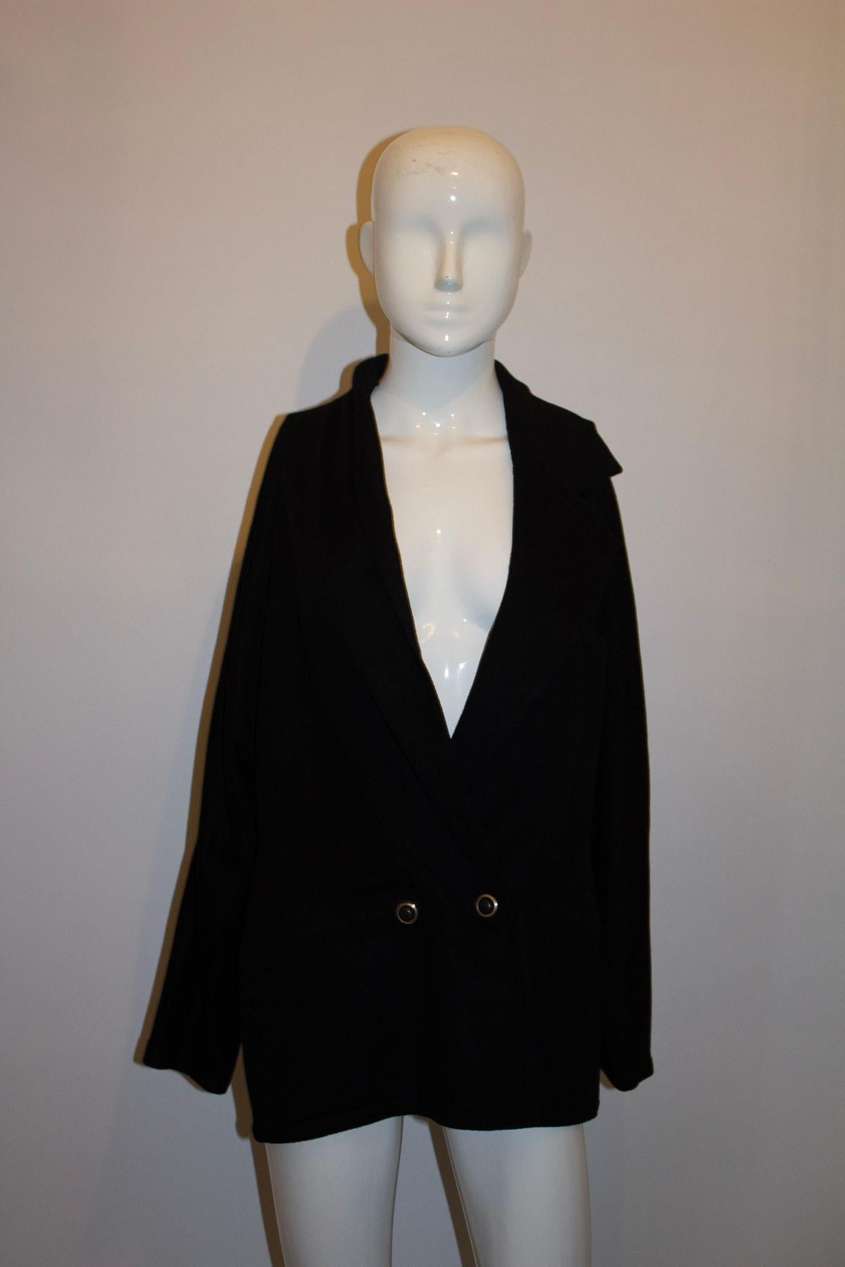 Women's Vintage Gianni Versace Black Wool Jacket with Interesting Collar For Sale