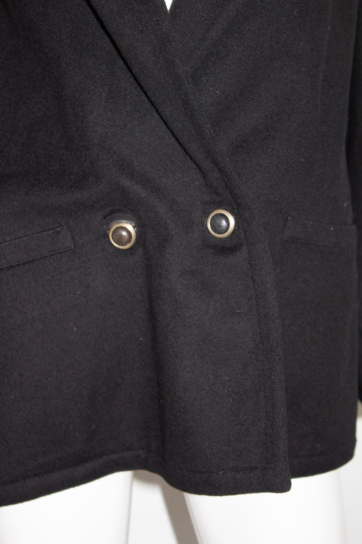Vintage Gianni Versace Black Wool Jacket with Interesting Collar For Sale 1