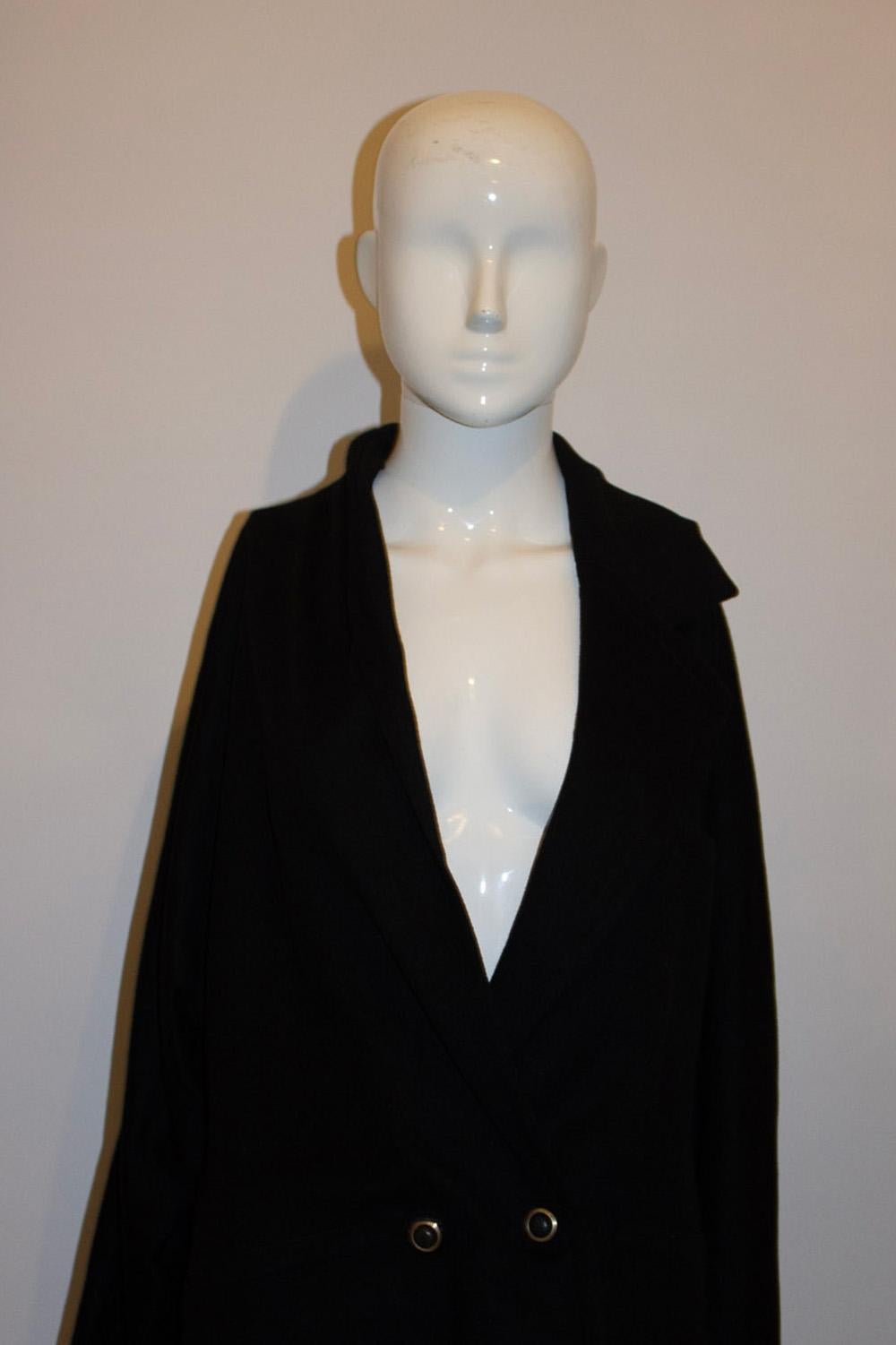 Vintage Gianni Versace Black Wool Jacket with Interesting Collar For Sale 2