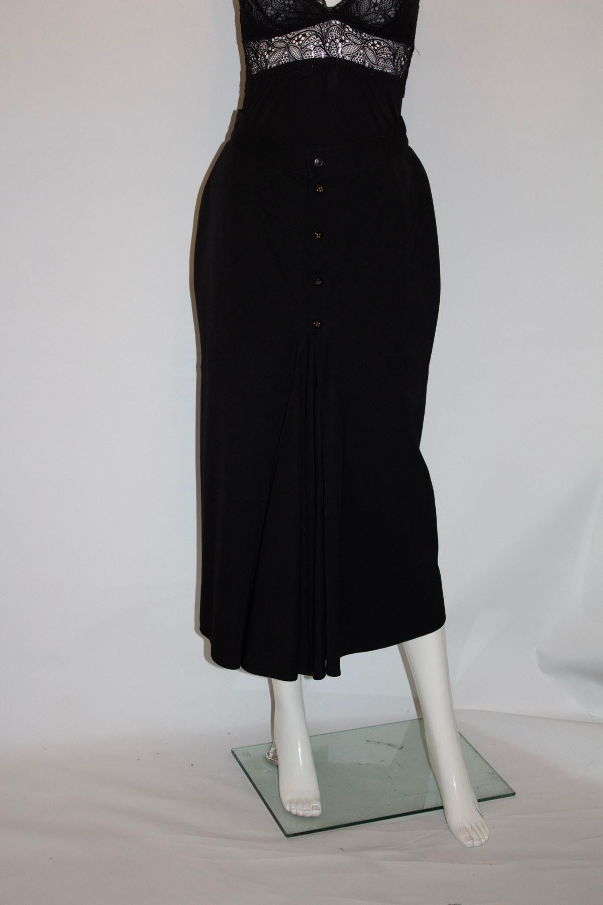 Vintage Gianni Versace Black Wool Skirt In Good Condition For Sale In London, GB