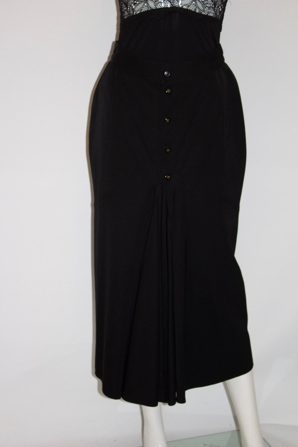 Vintage Gianni Versace Black Wool Skirt For Sale 1