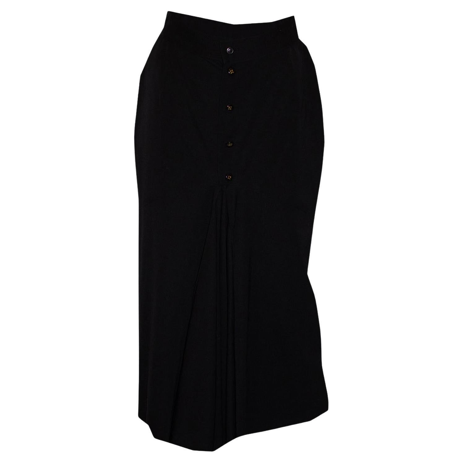 Vintage Gianni Versace Black Wool Skirt For Sale