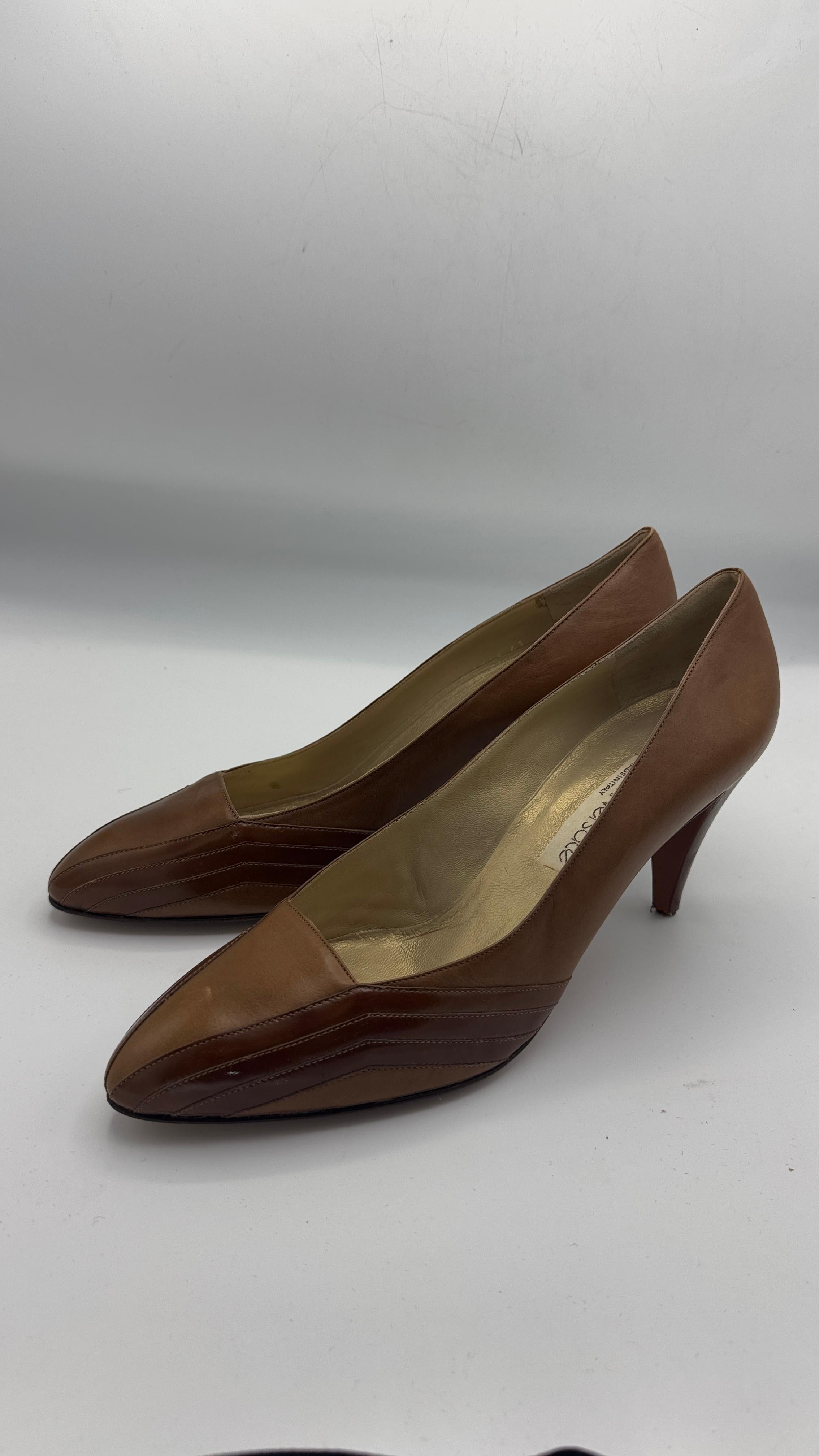 Vintage Gianni Versace Brown Leather Pumps - ¡Sin aranceles, lo pagamos nosotros! en venta 2