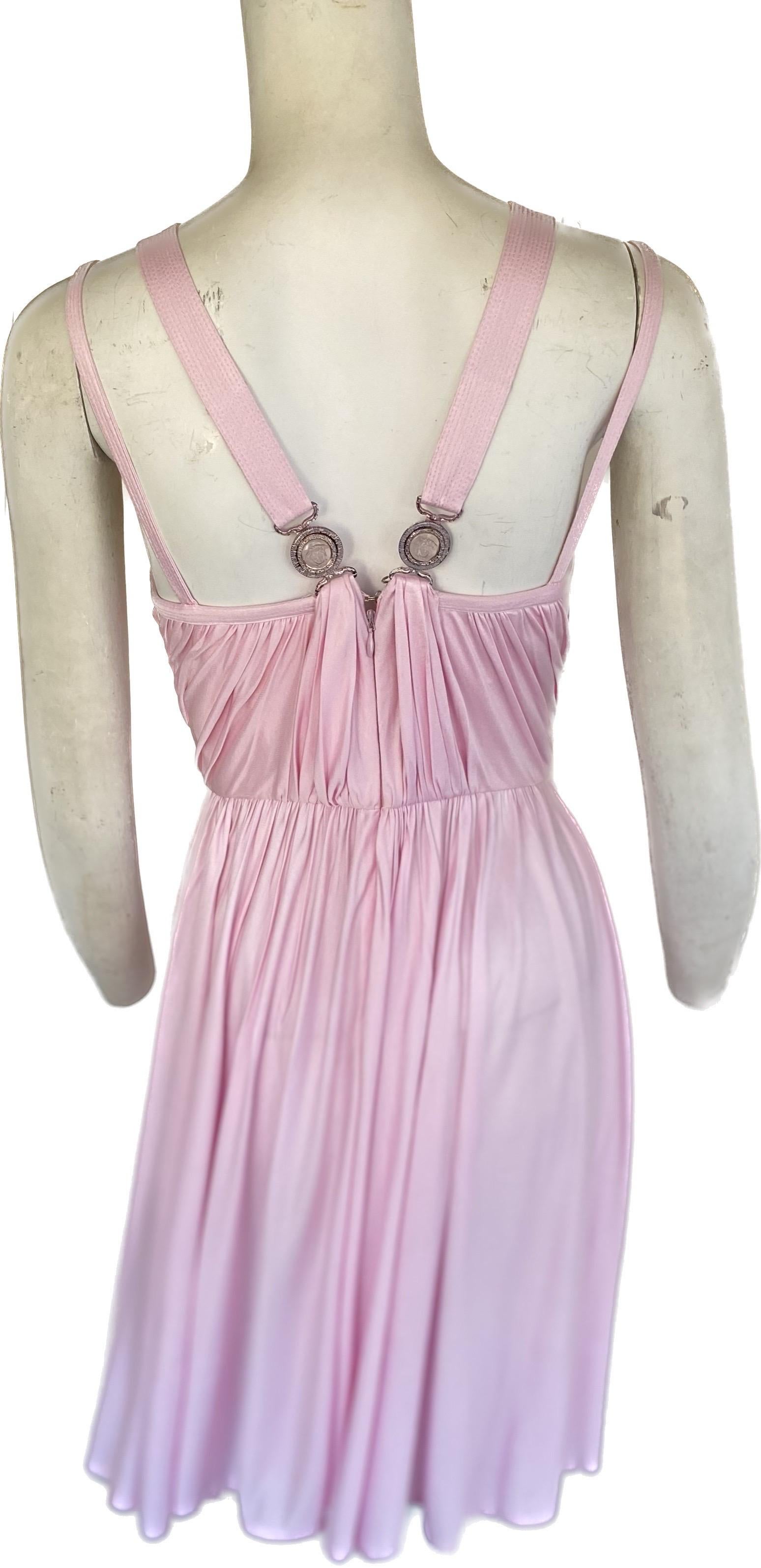 Women's Vintage Gianni Versace Couture 1995 Lilac Jersey Runway Dress w/ Medusa Closures