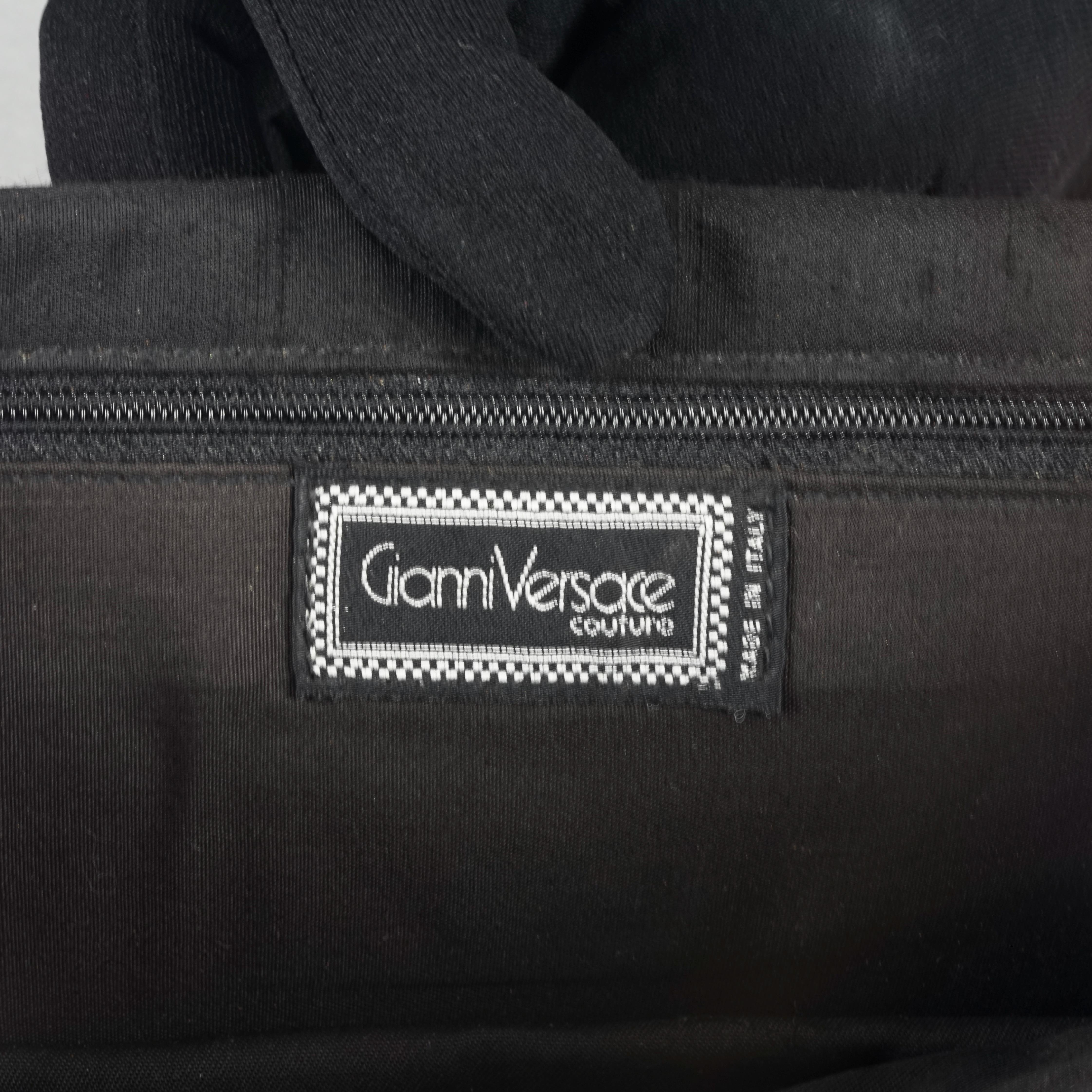 Vintage GIANNI VERSACE COUTURE Black Raw Silk Passementerie Tassel Clutch Bag For Sale 6
