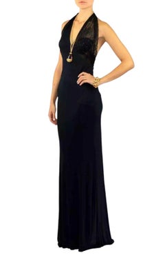 Vintage Gianni Versace Couture GV Millennium Black Embellished Gown  NWT