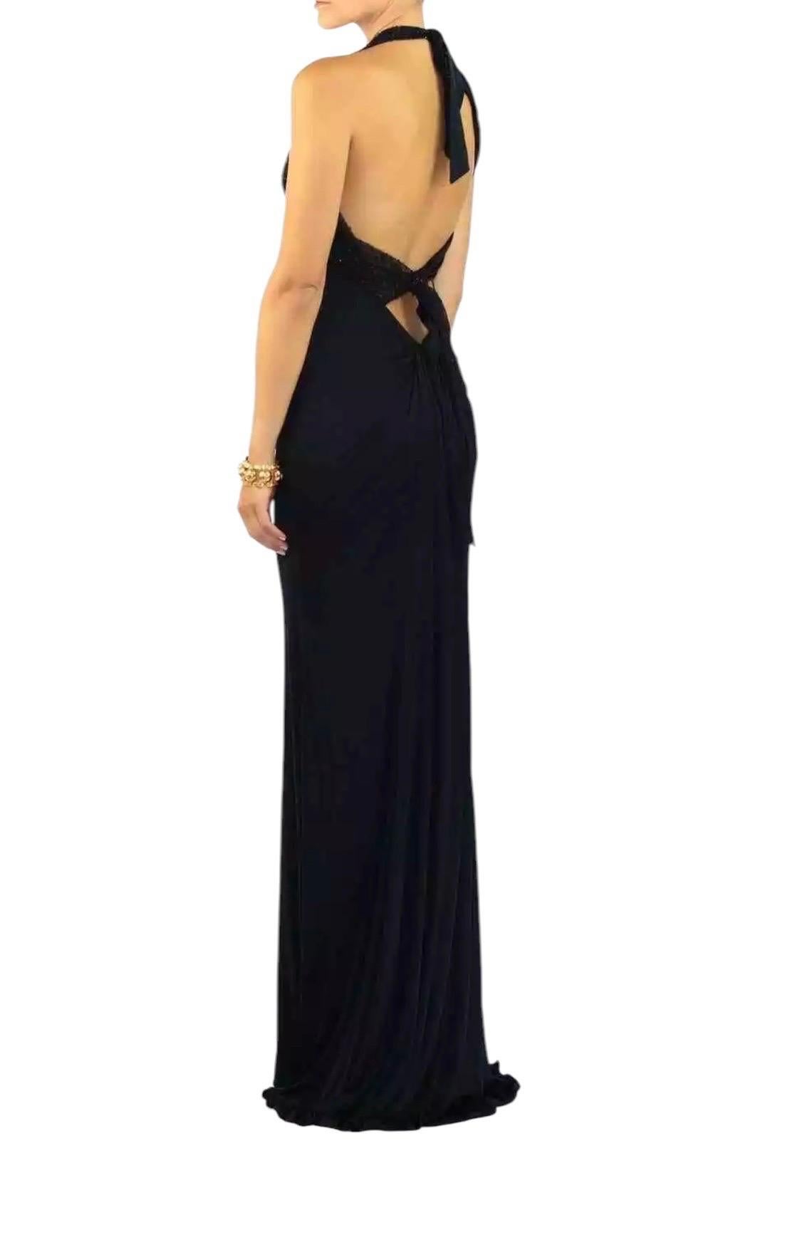 Women's Vintage Gianni Versace Couture GV Millennium Black Embellished Gown  NWT For Sale