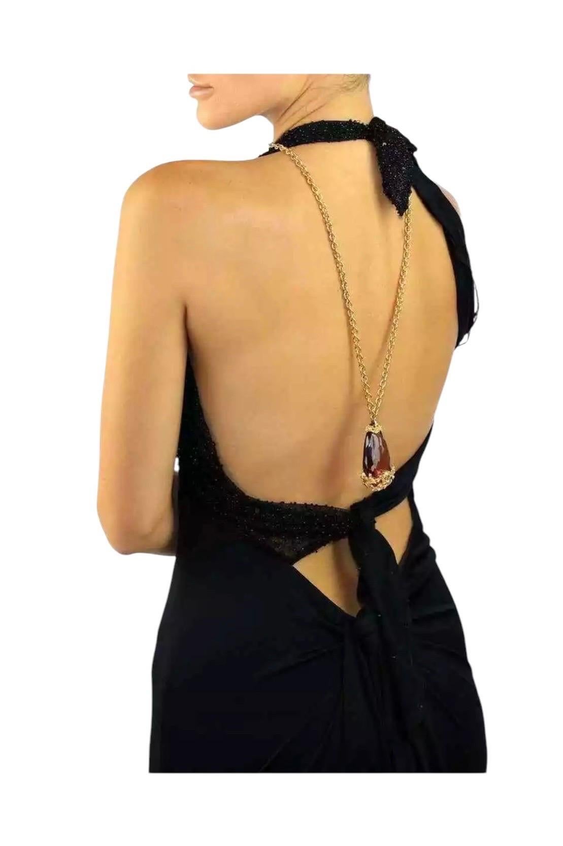 Vintage Gianni Versace Couture GV Millennium Black Embellished Gown  NWT For Sale 1