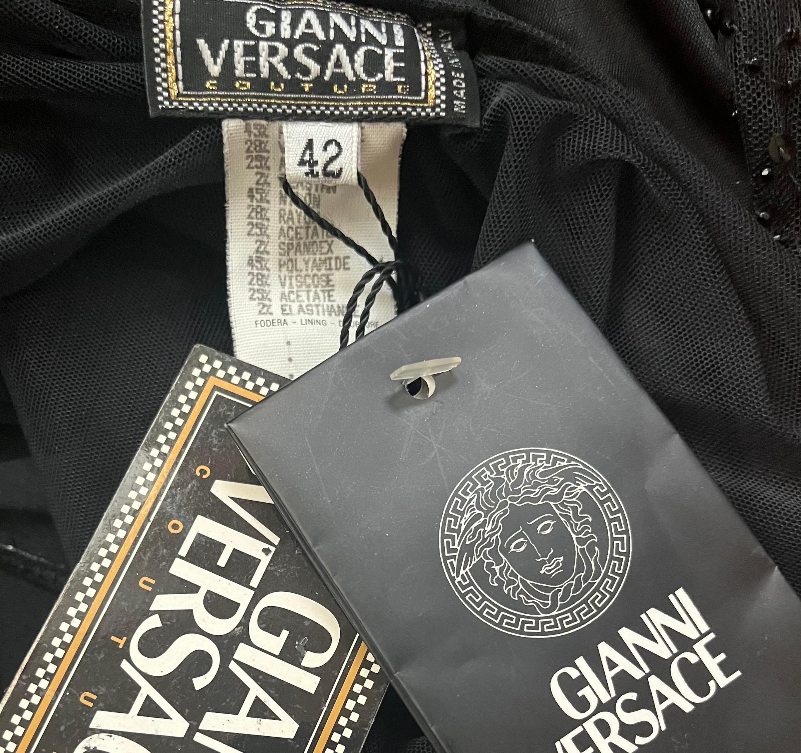 Vintage Gianni Versace Couture GV Millennium Black Embellished Gown  NWT For Sale 2