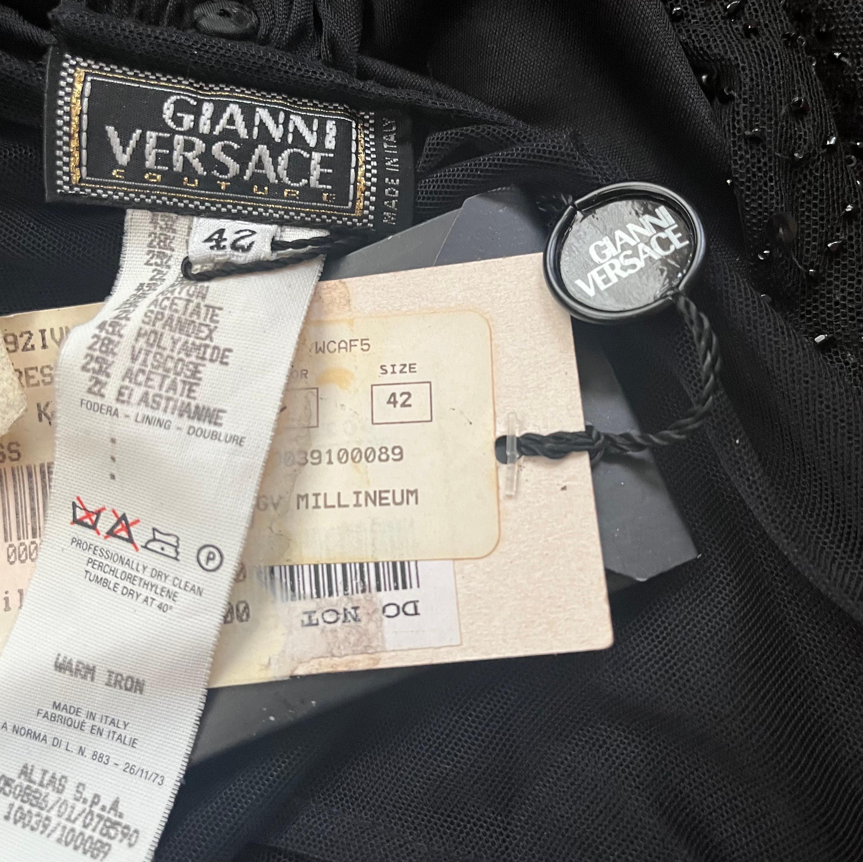 Vintage Gianni Versace Couture GV Millennium Black Embellished Gown  NWT For Sale 3