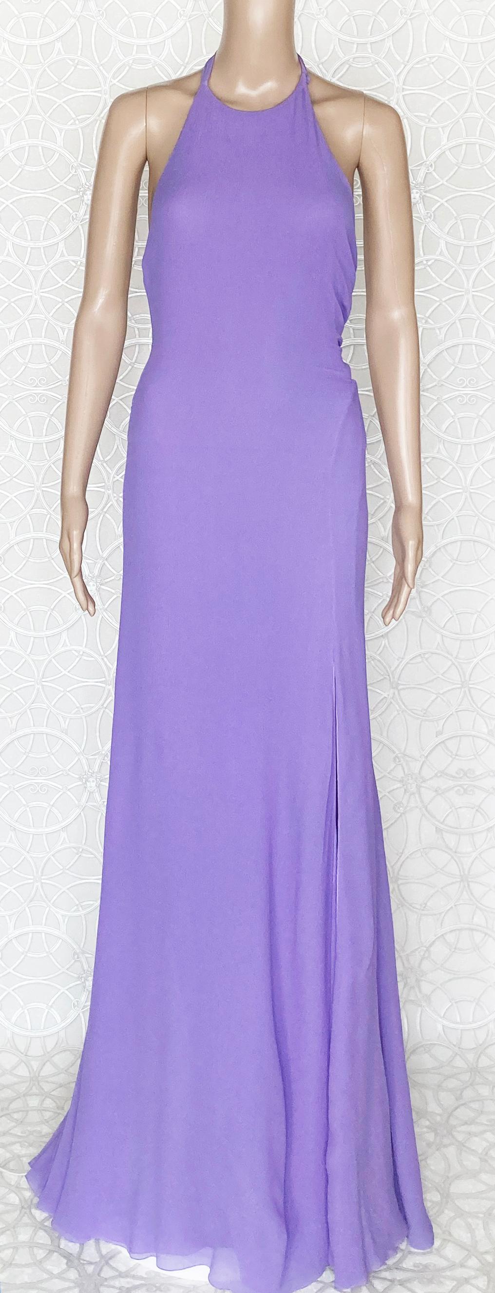 VINTAGE GIANNI VERSACE COUTURE OPEN BACK LILAC SILK DRESS Size 42 - 6 3