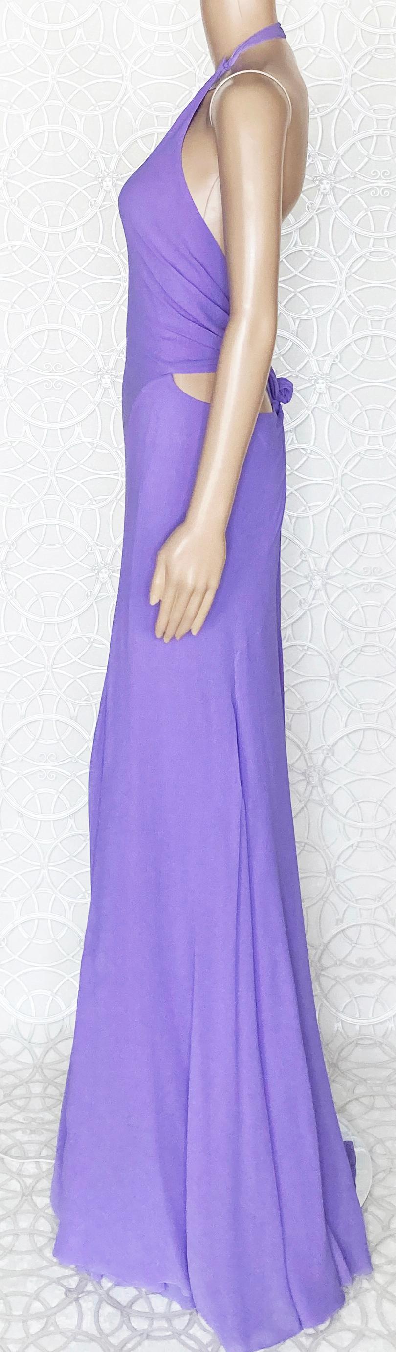 VINTAGE GIANNI VERSACE COUTURE OPEN BACK LILAC SILK DRESS Size 42 - 6 5