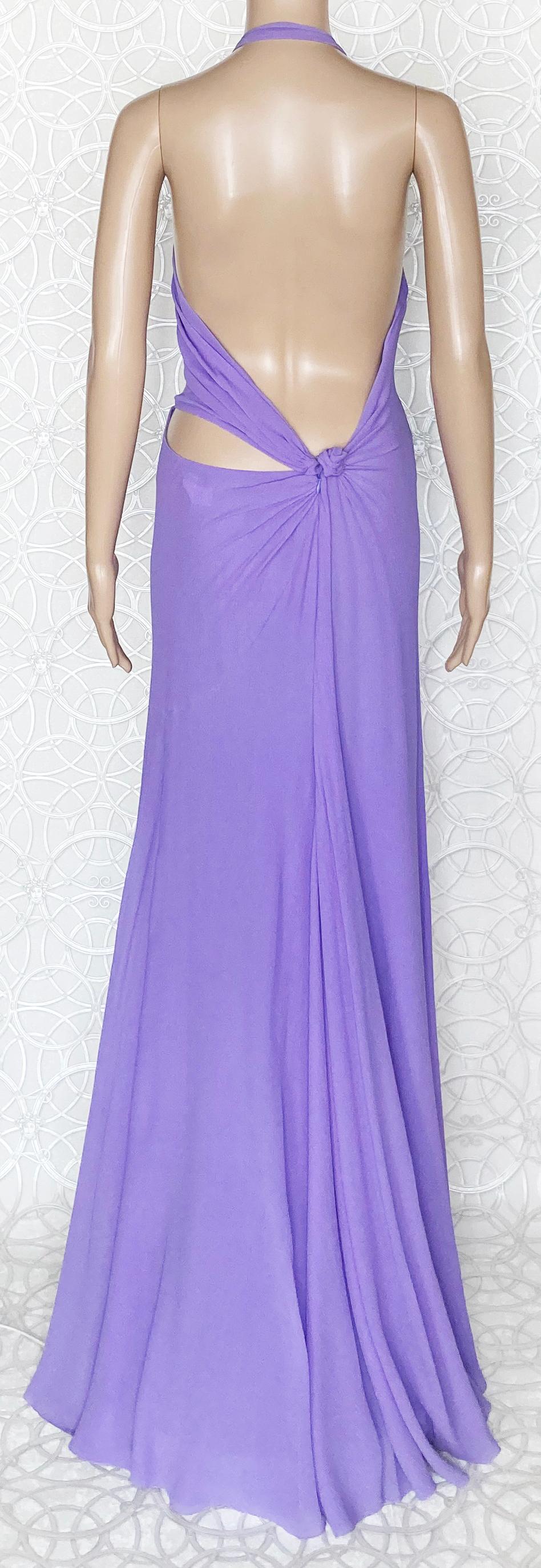 VINTAGE GIANNI VERSACE COUTURE OPEN BACK LILAC SILK DRESS Size 42 - 6 7